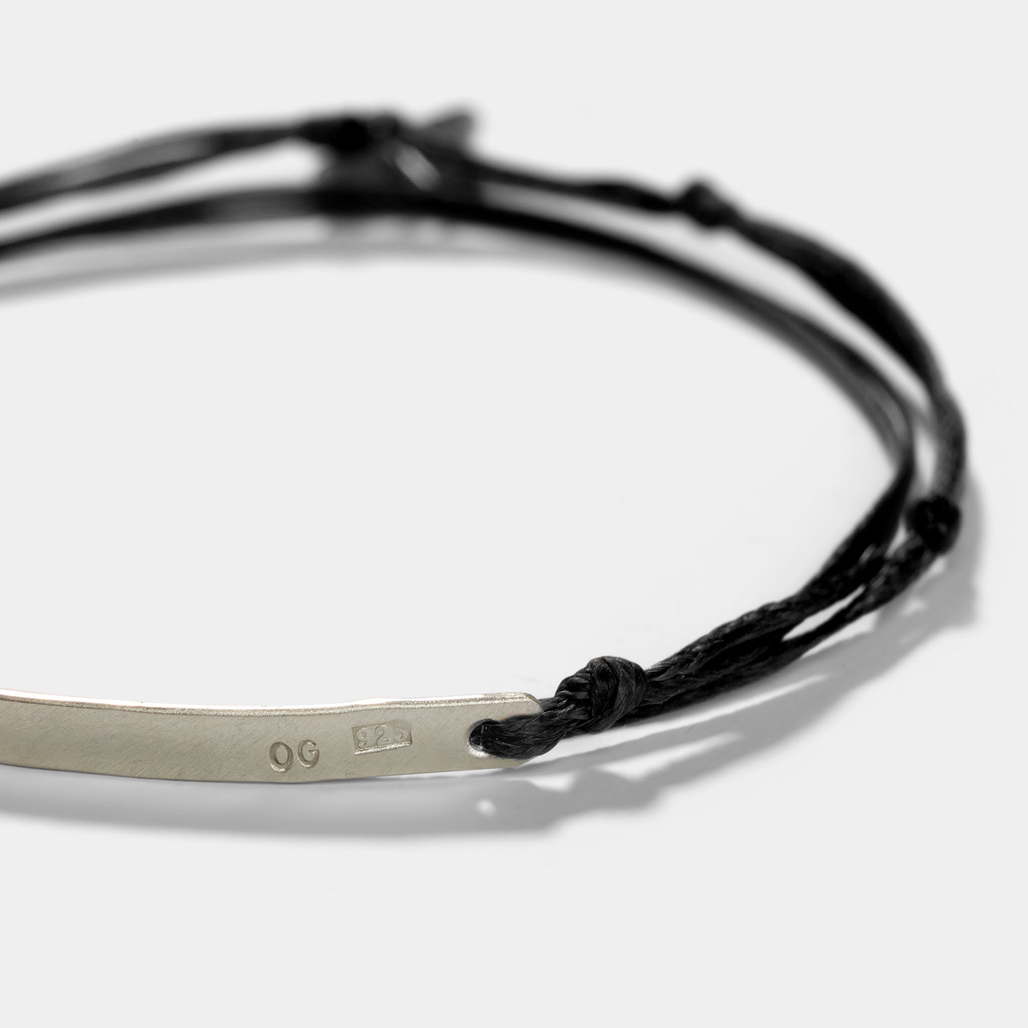 Oskar Gydell Cord Bracelet With Half Silver Bangle Black