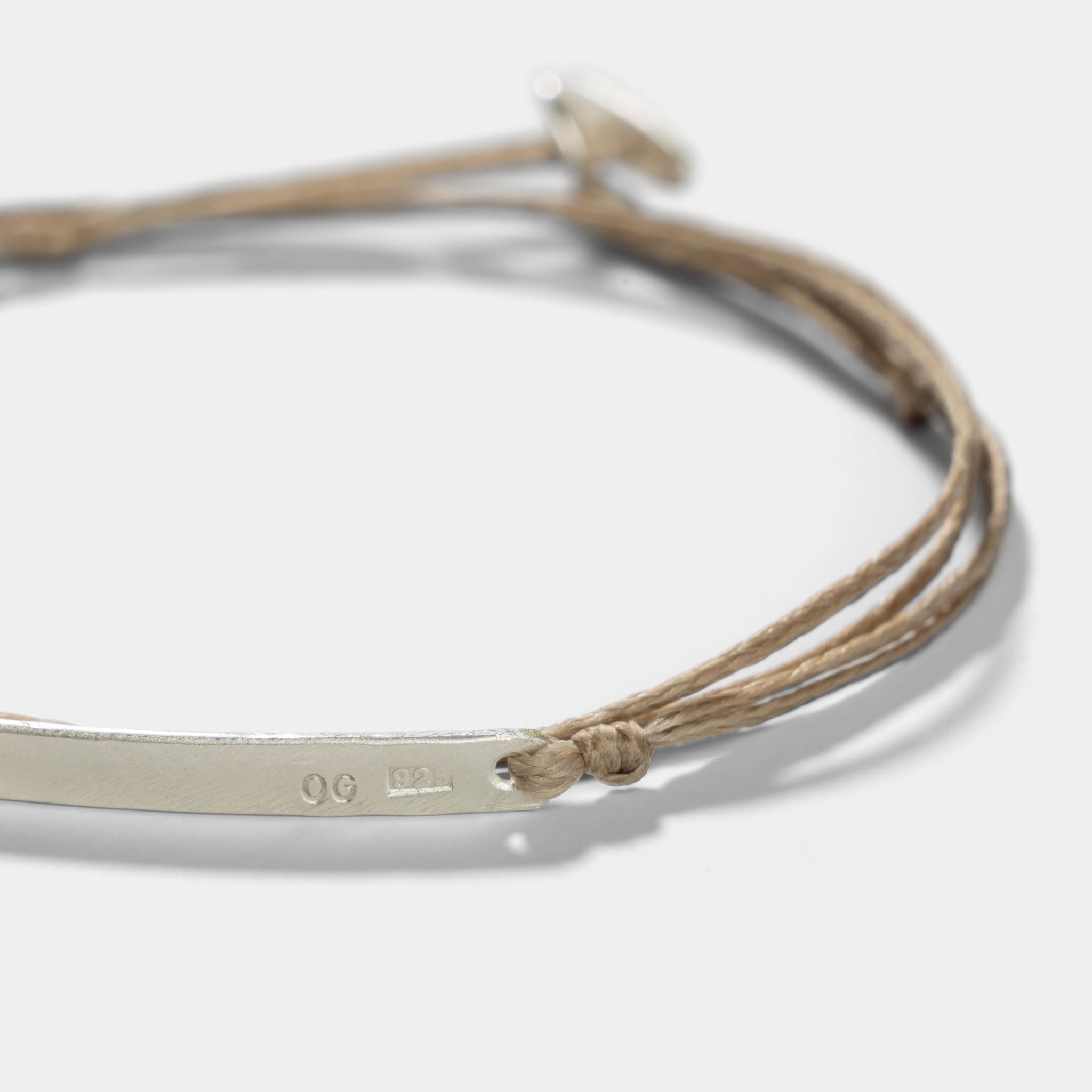 Oskar Gydell Cord Bracelet With Half Silver Bangle Khaki