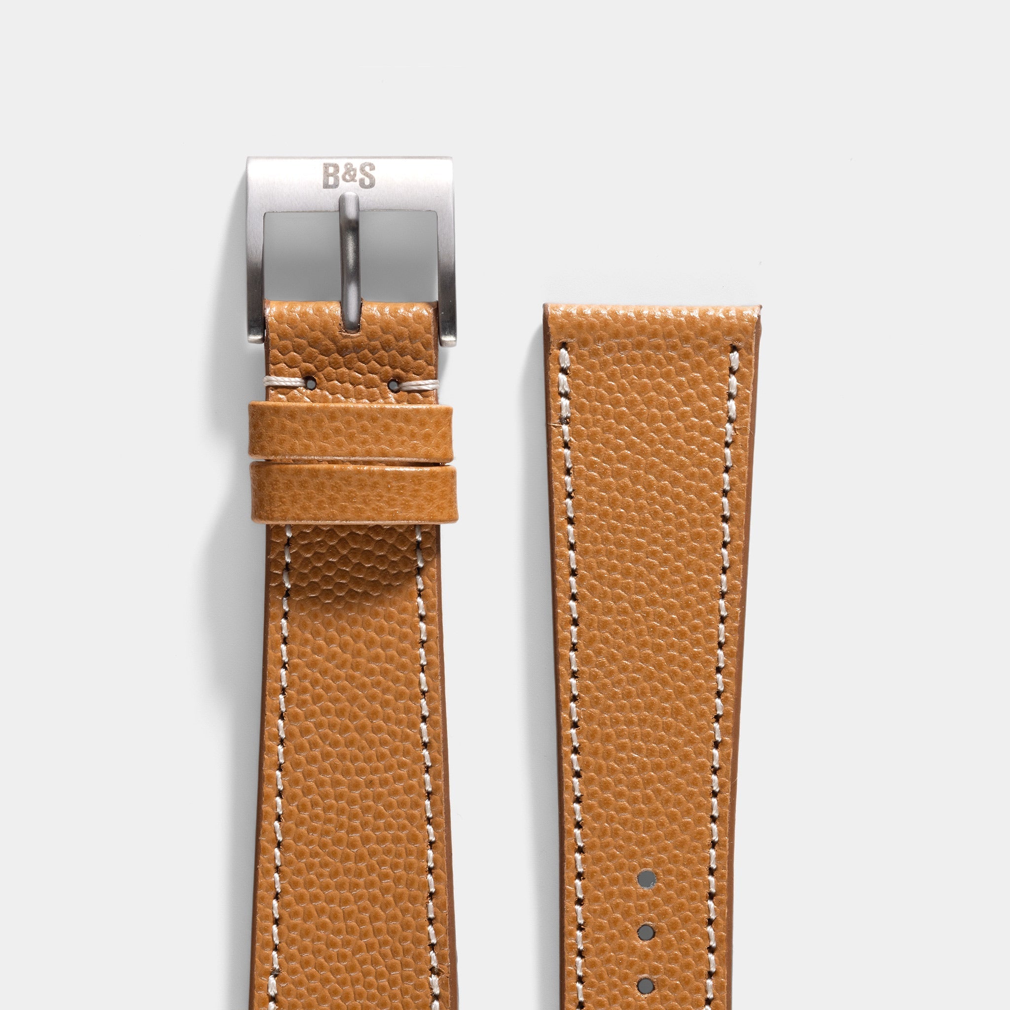 Pebbled Cognac Brown Leren Horlogeband