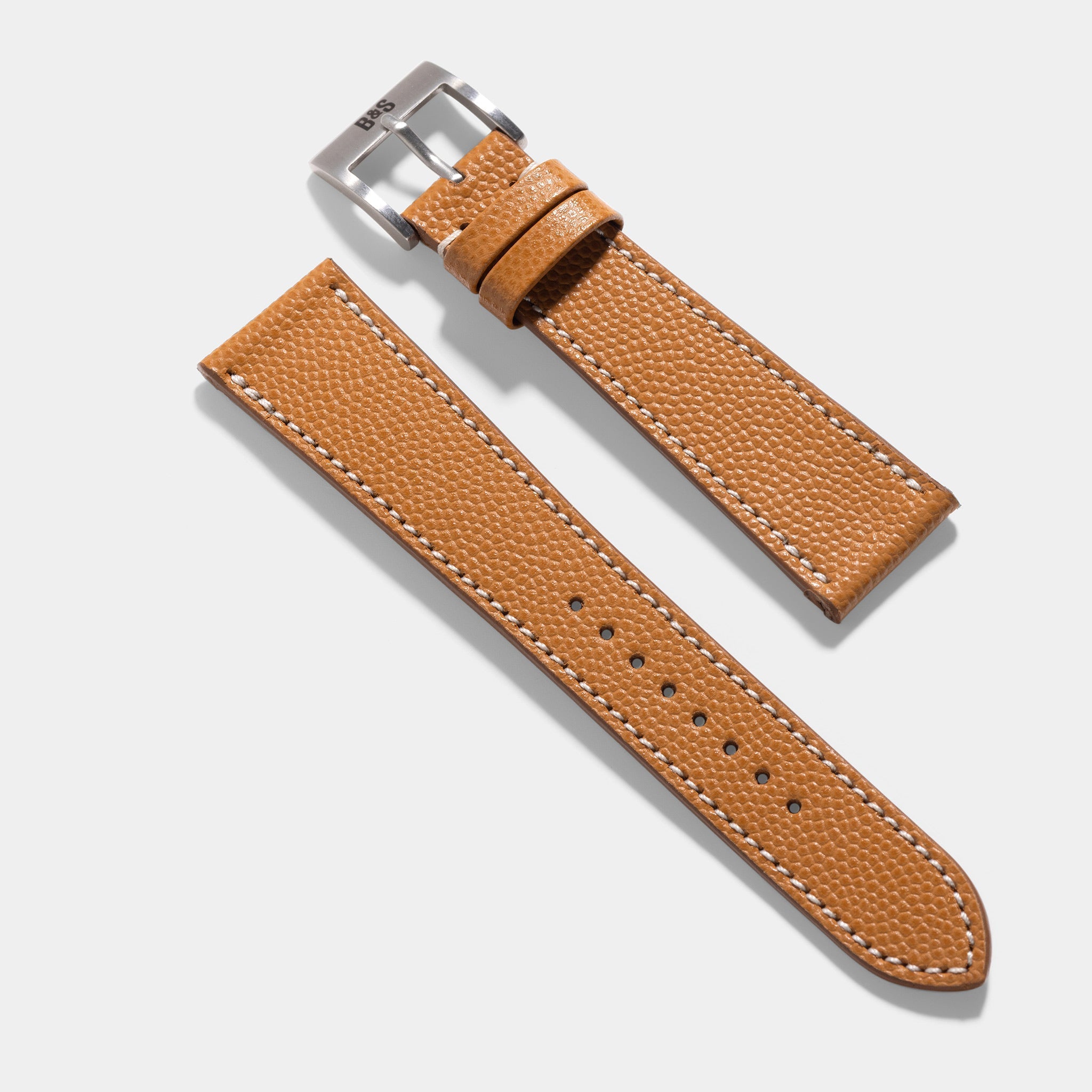 Pebbled Cognac Brown Leren Horlogeband