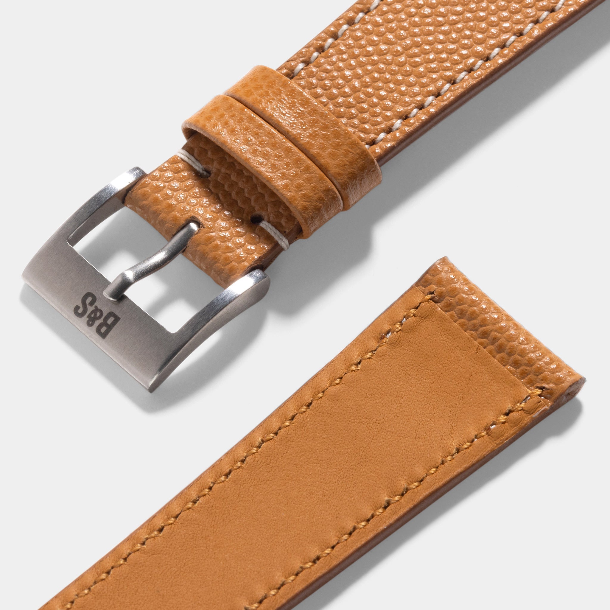 Pebbled Cognac Brown Leren Horlogeband