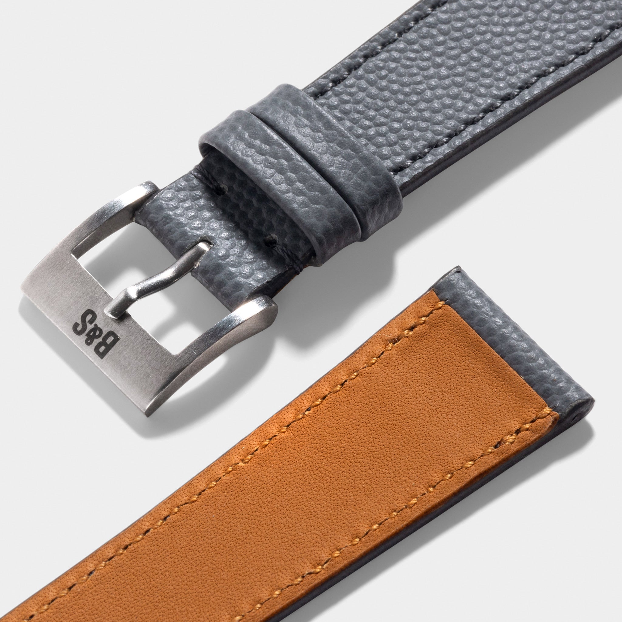 Pebbled Grey Tonal Leather Watch Strap