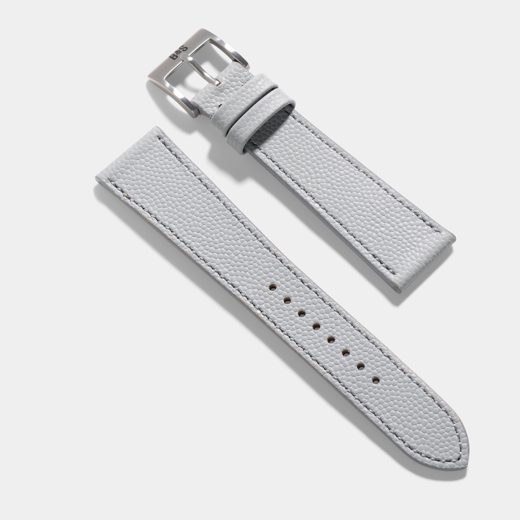 Pebbled Light Grey Tonal Leren Horlogeband