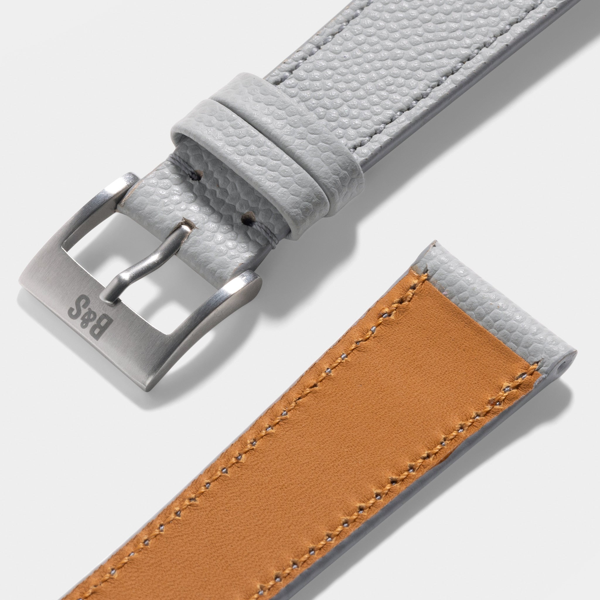 Pebbled Light Grey Tonal Leren Horlogeband