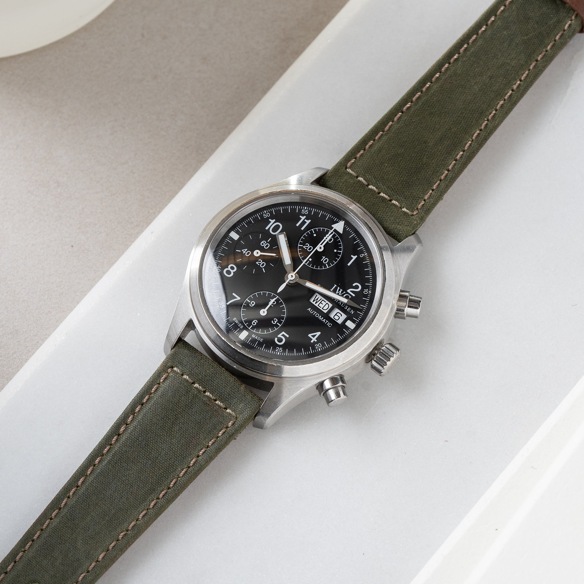 Horlogeband voor IWC Flieger Chronograph - Vintage Barbour Fabric - (20mm)