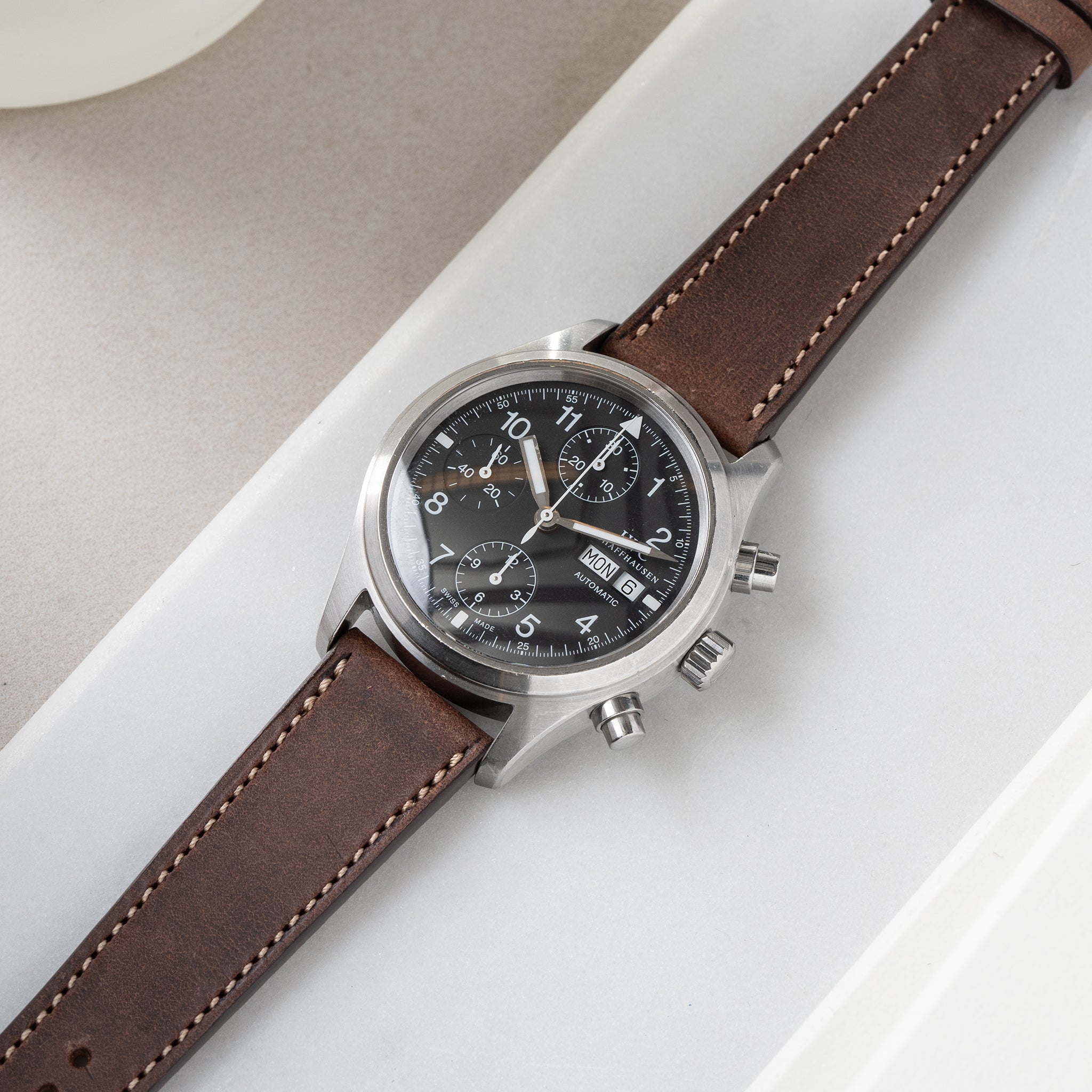 Horlogeband voor IWC Flieger Chronograph - Faded Brown Leather (20mm)