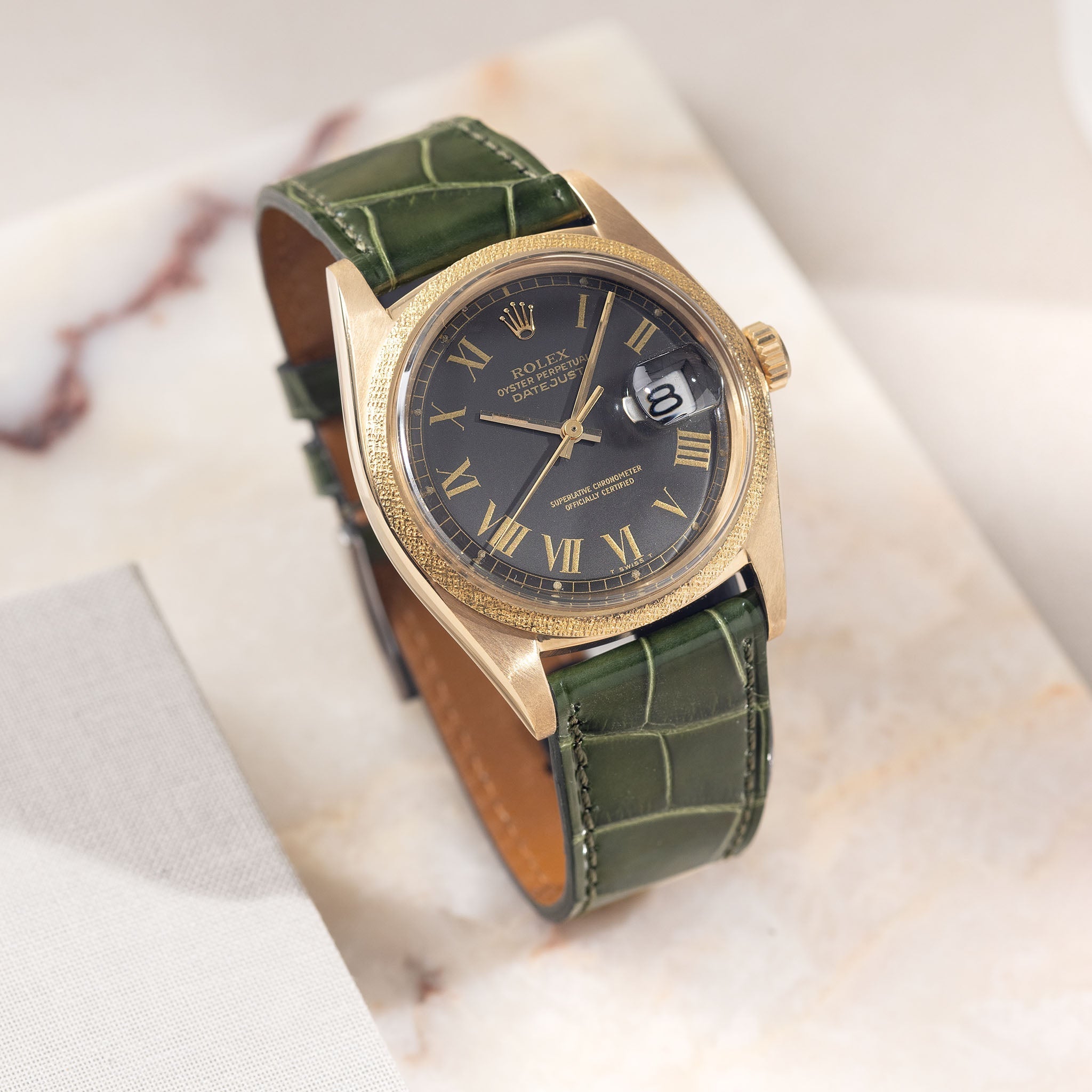 Premium Alligator Brilliant Olive Leather Watch Strap