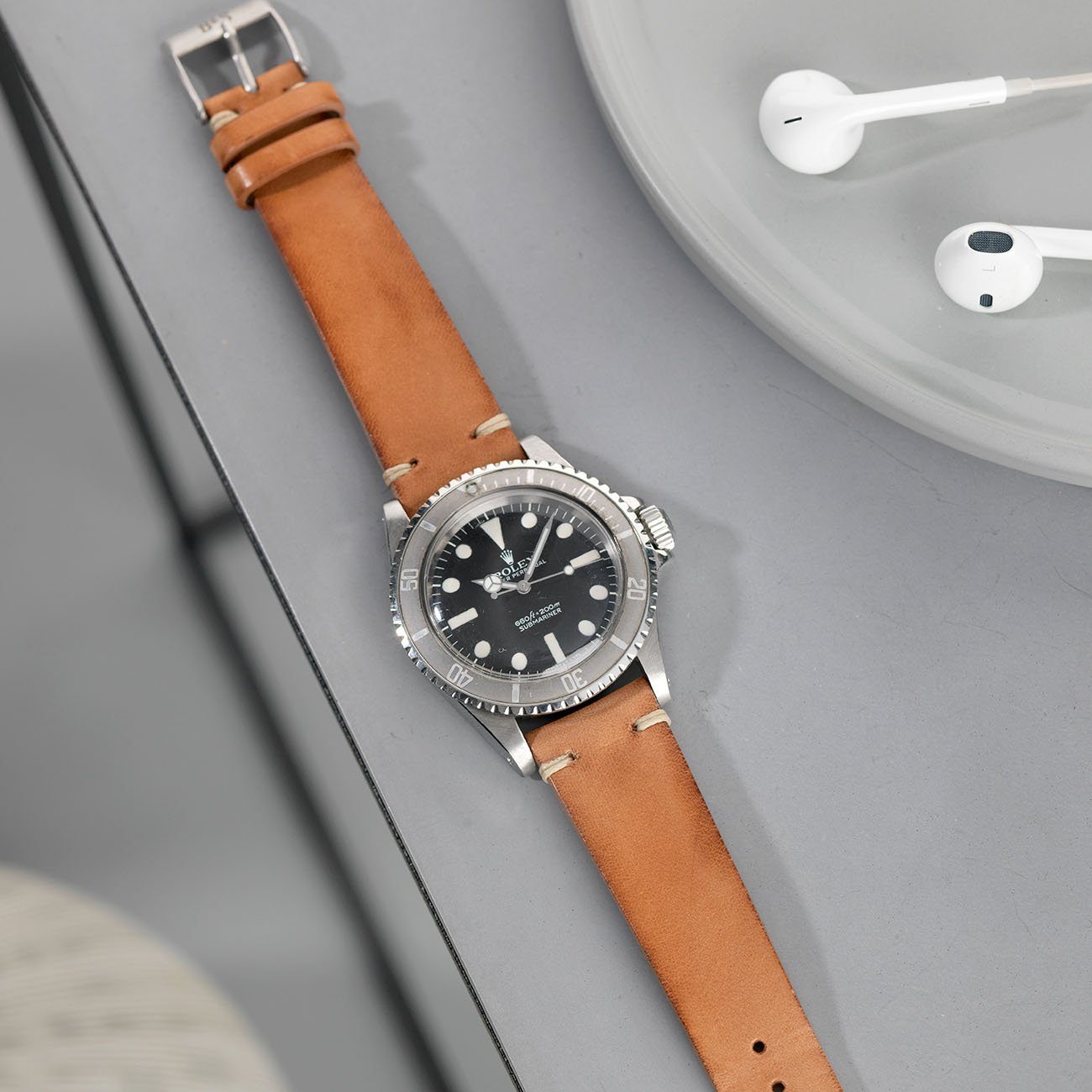 Caramel Brown Leren Horlogeband - Lengte Lang