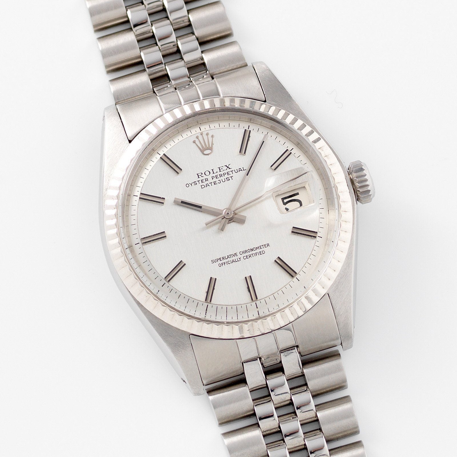 Rolex Datejust Silver Vertical Brush Non-Lume Dial 1601