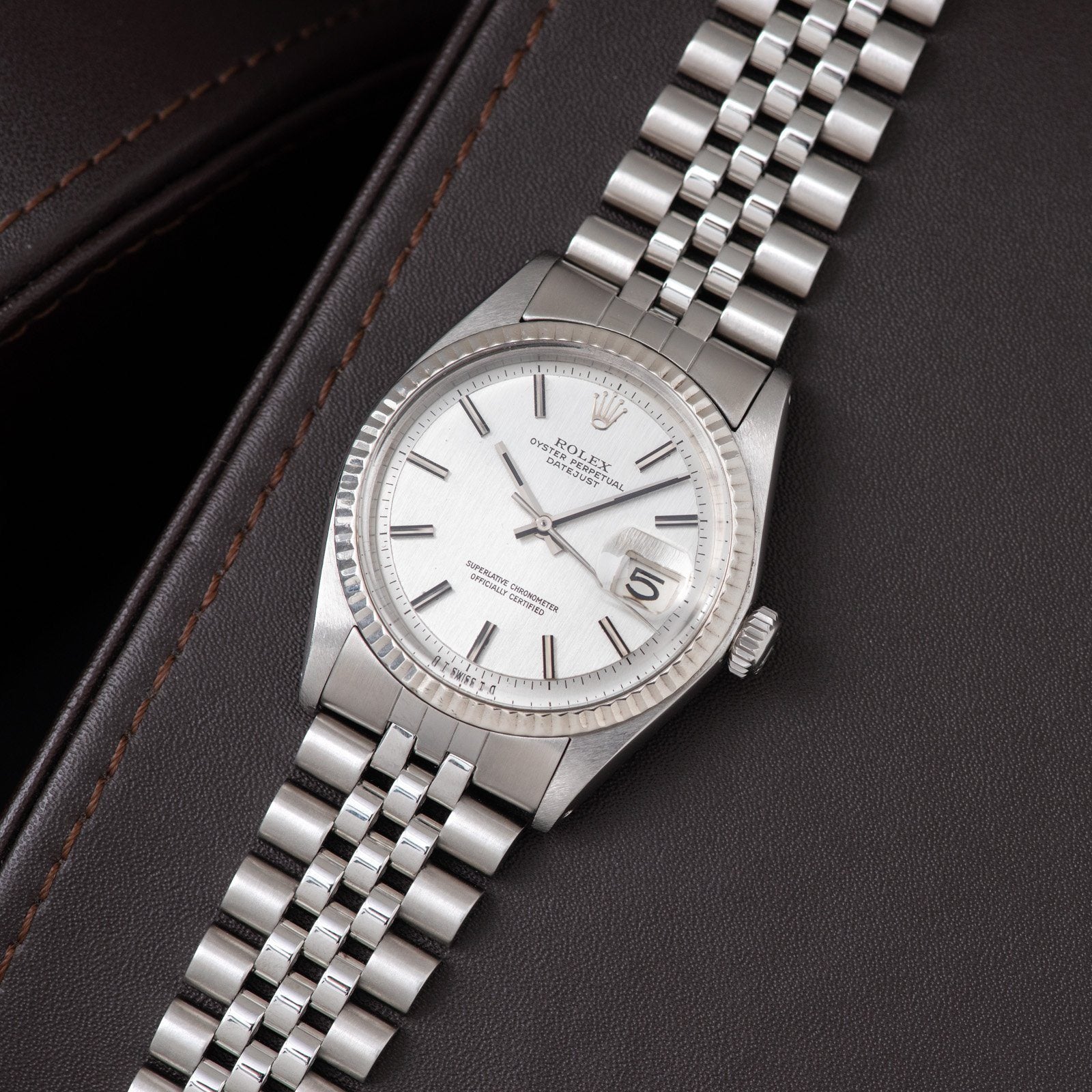 Rolex Datejust Silver Vertical Brush Non-Lume Dial 1601