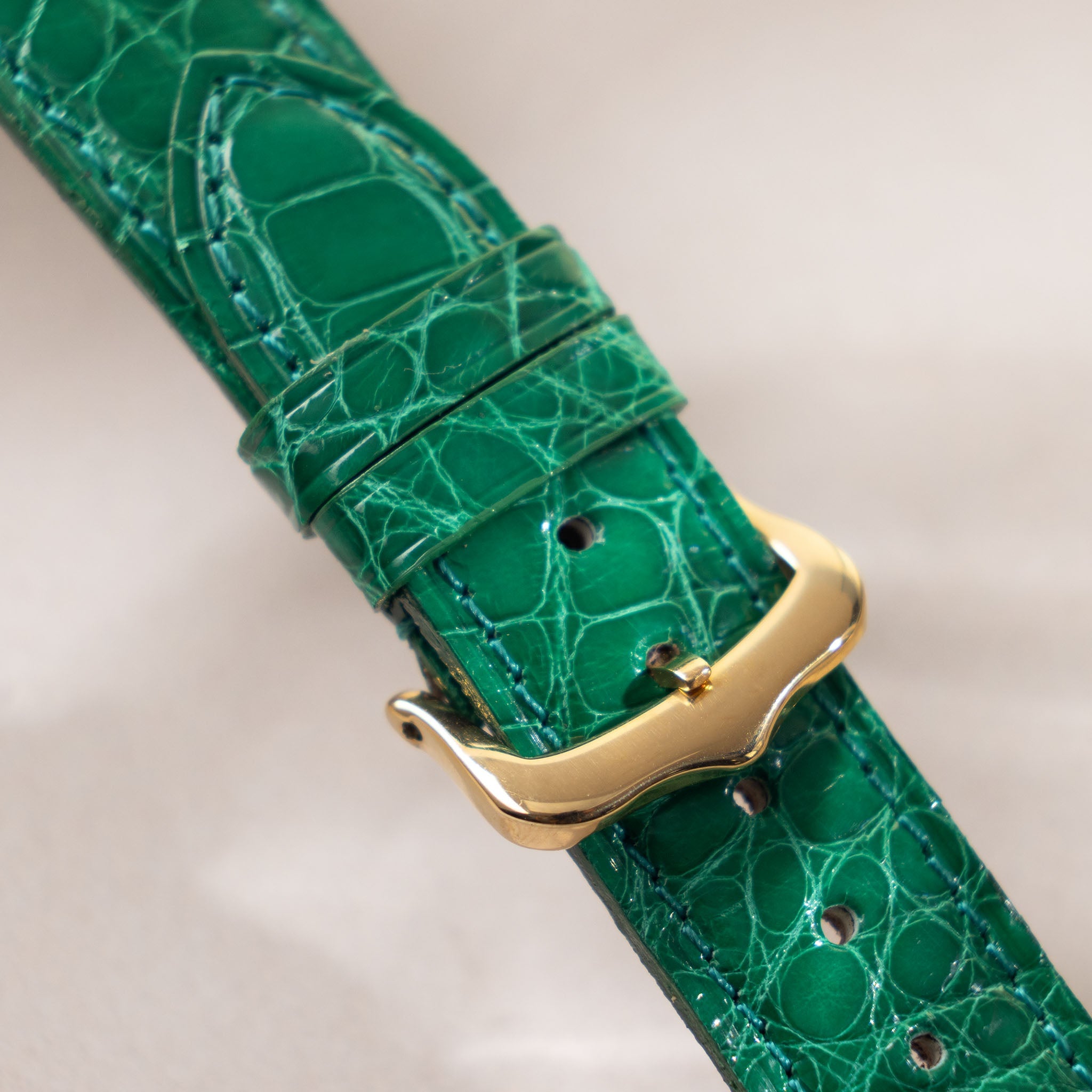 Horlogeband voor Cartier 17.5 mm - The Smaragd Green Alligator