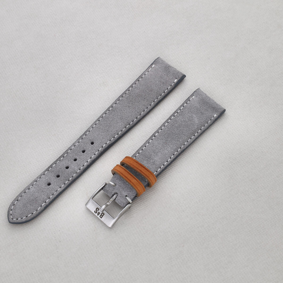 Sample Sale - Harbor Grey Silky Suede Leather Watch Strap - 20mm - Quick Release Springbars System - Long