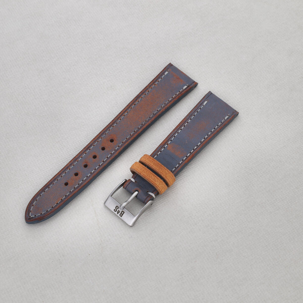 Sample Sale - Denim Blue Retro Leather Watch Strap - 20mm