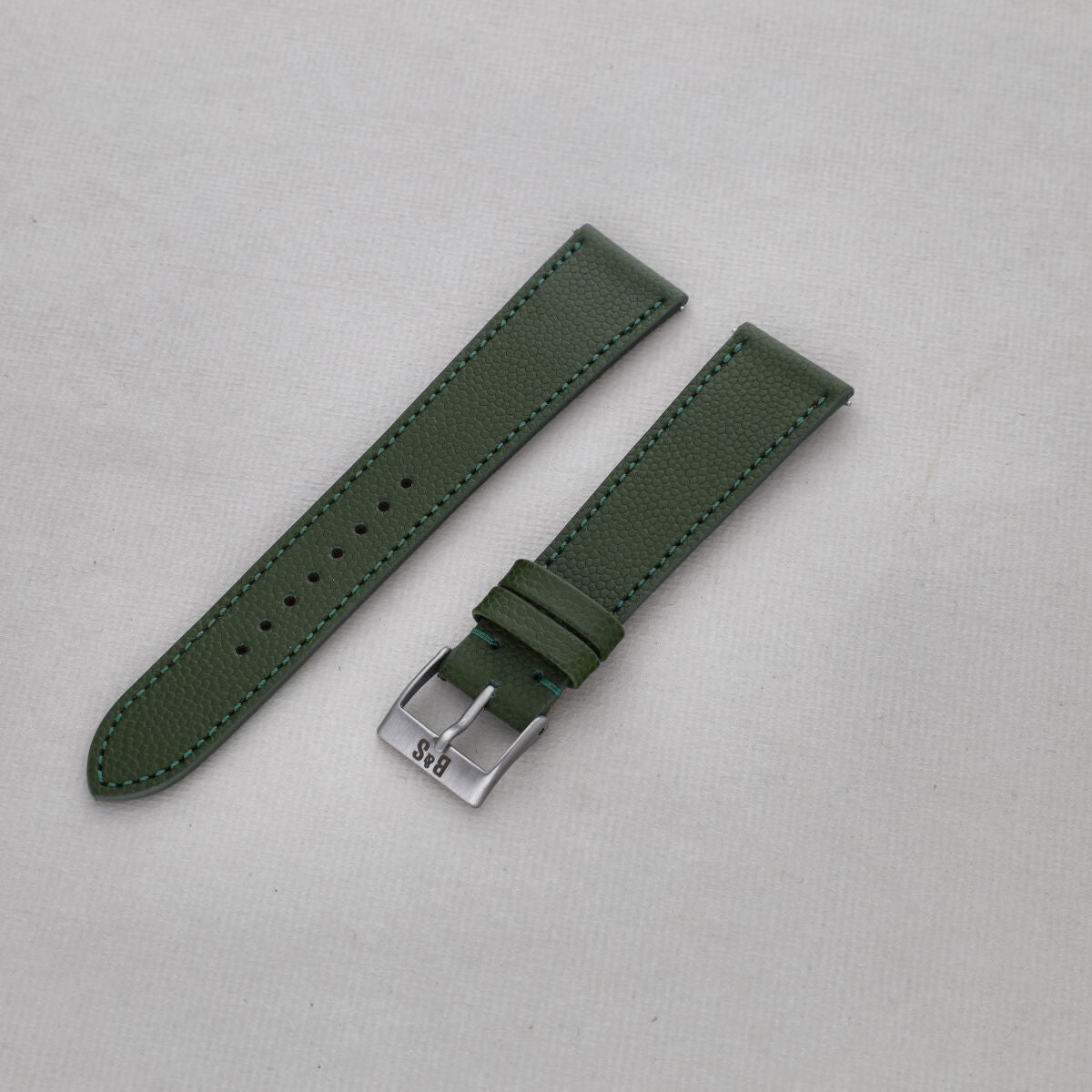 Sample Sale - Pebbled Green Leather Watch Strap - 20mm - Quick Release System