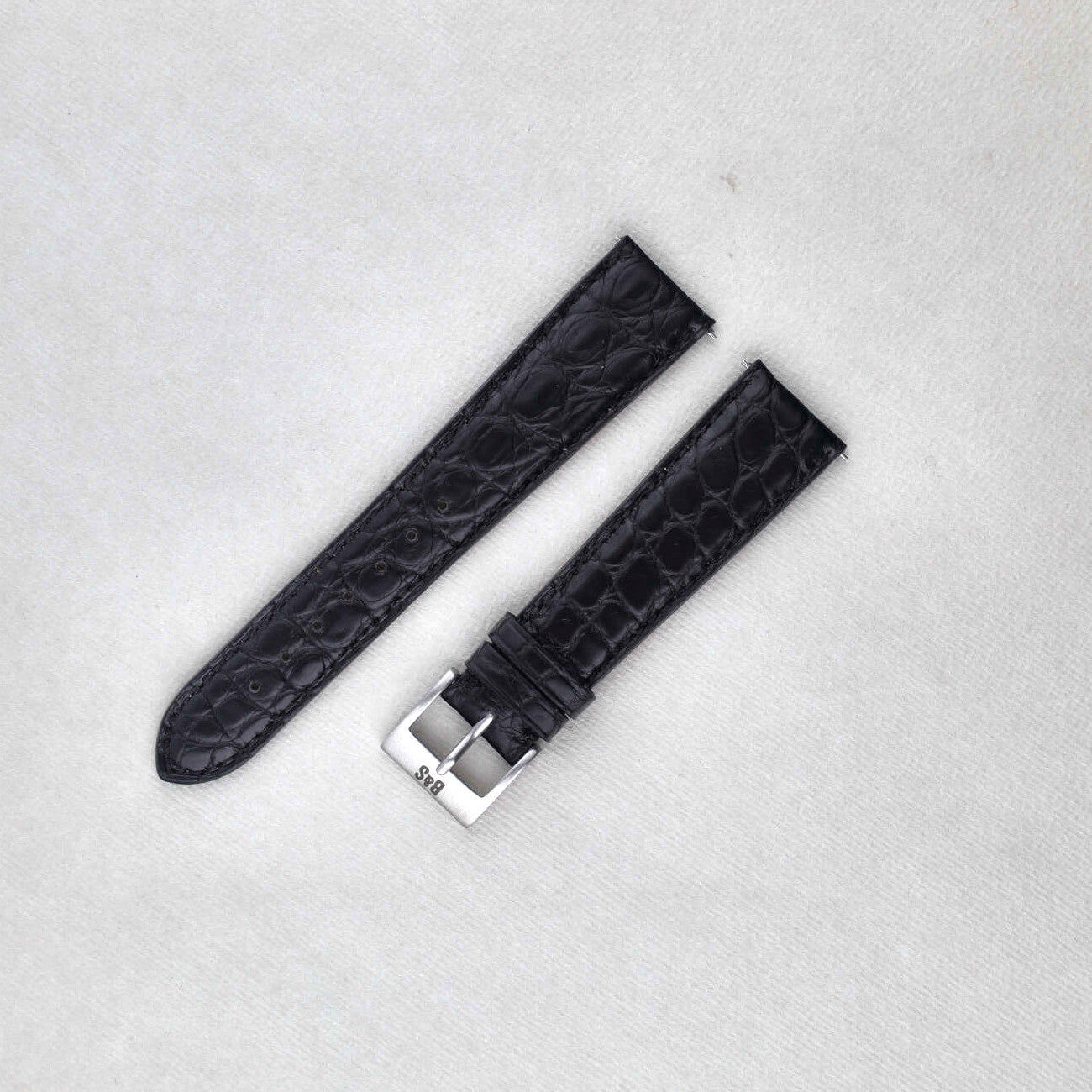 Sample Sale - Black Alligator Leather Watch Strap - 19mm - Quick Release System