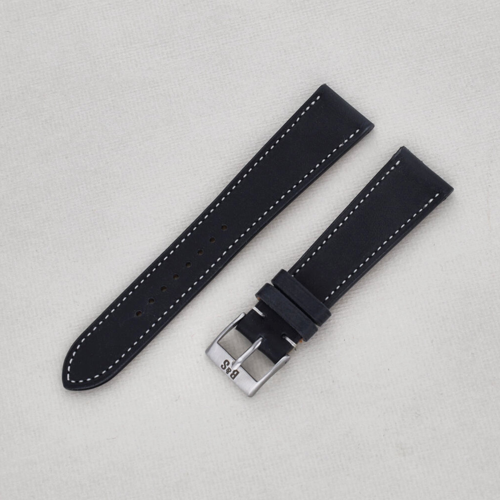 Sample Sale - Chevalin Black Leather Watch Strap - 20mm