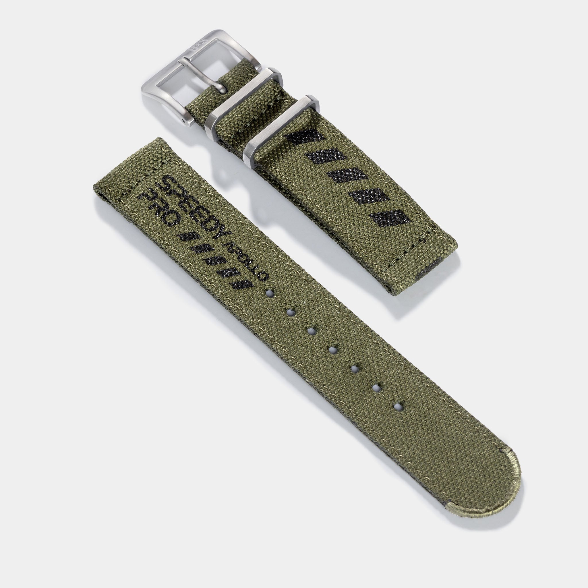 Horlogeband voor Omega Speedmaster Professional - Canvas Speedy Print in Olive, Taupe en Grijs