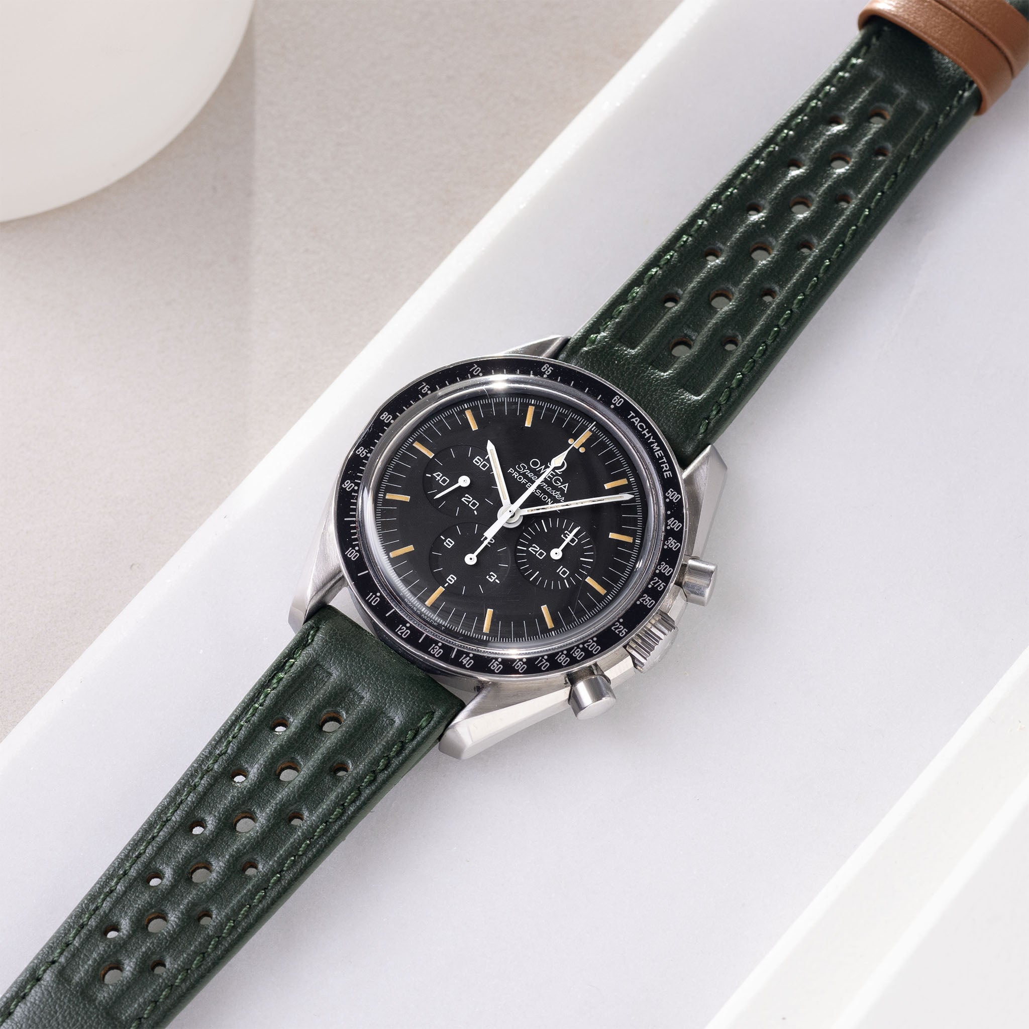 Horlogeband voor Omega Speedmaster Professional - Racing Green Speedy Leather