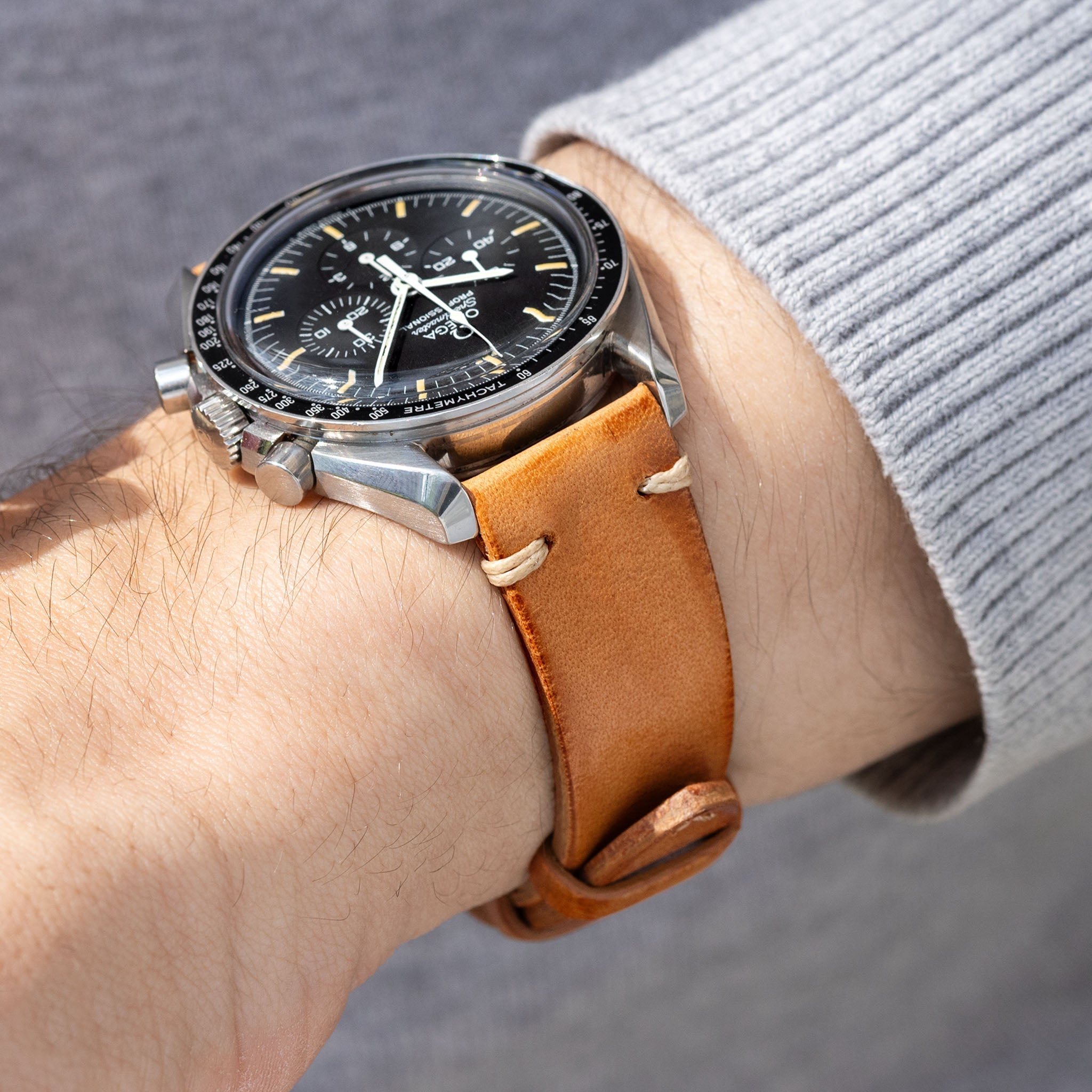 Horlogeband voor Omega Speedmaster Professional - Caramel Brown Leather