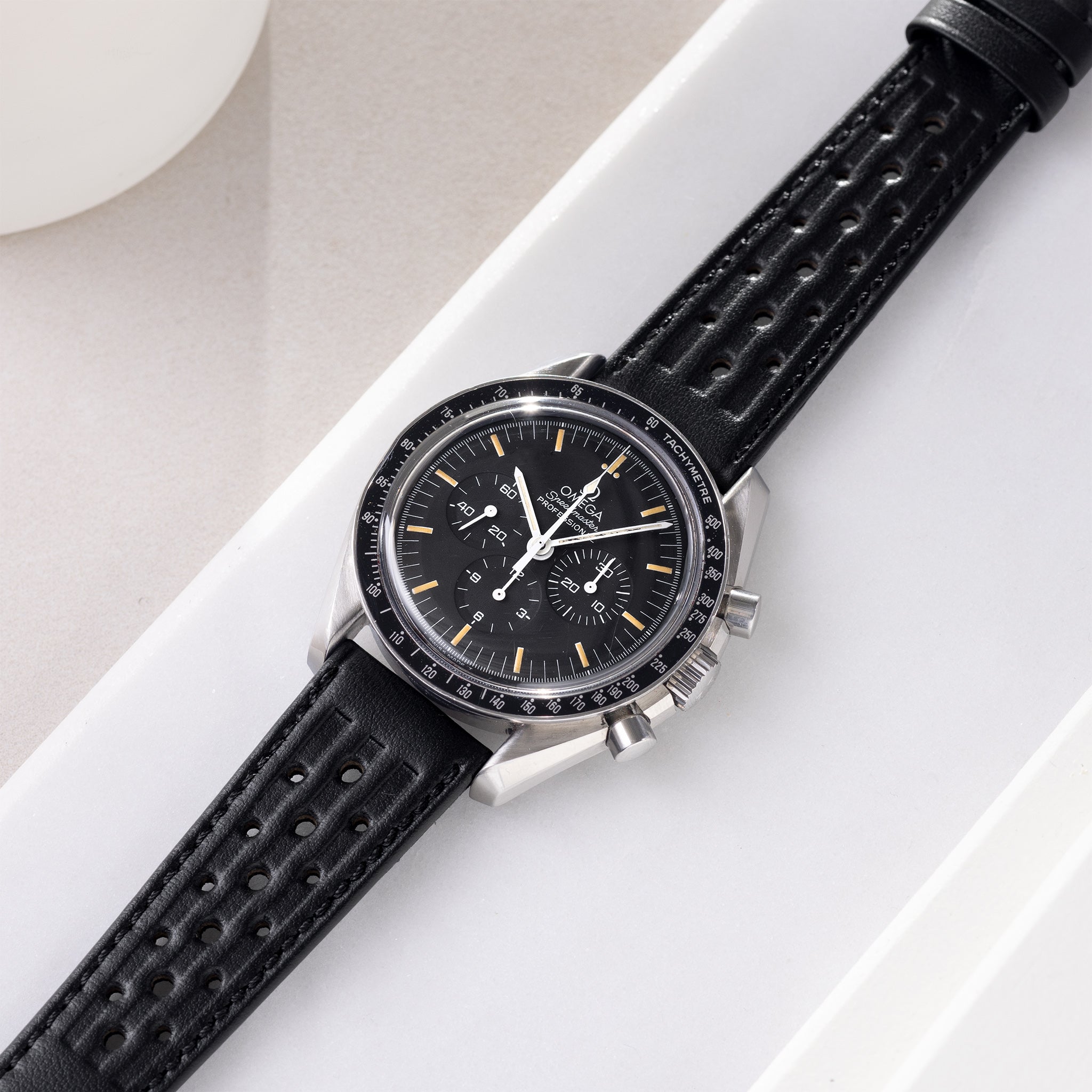 Horlogeband voor Omega Speedmaster Professional - Racing Black Speedy Leather