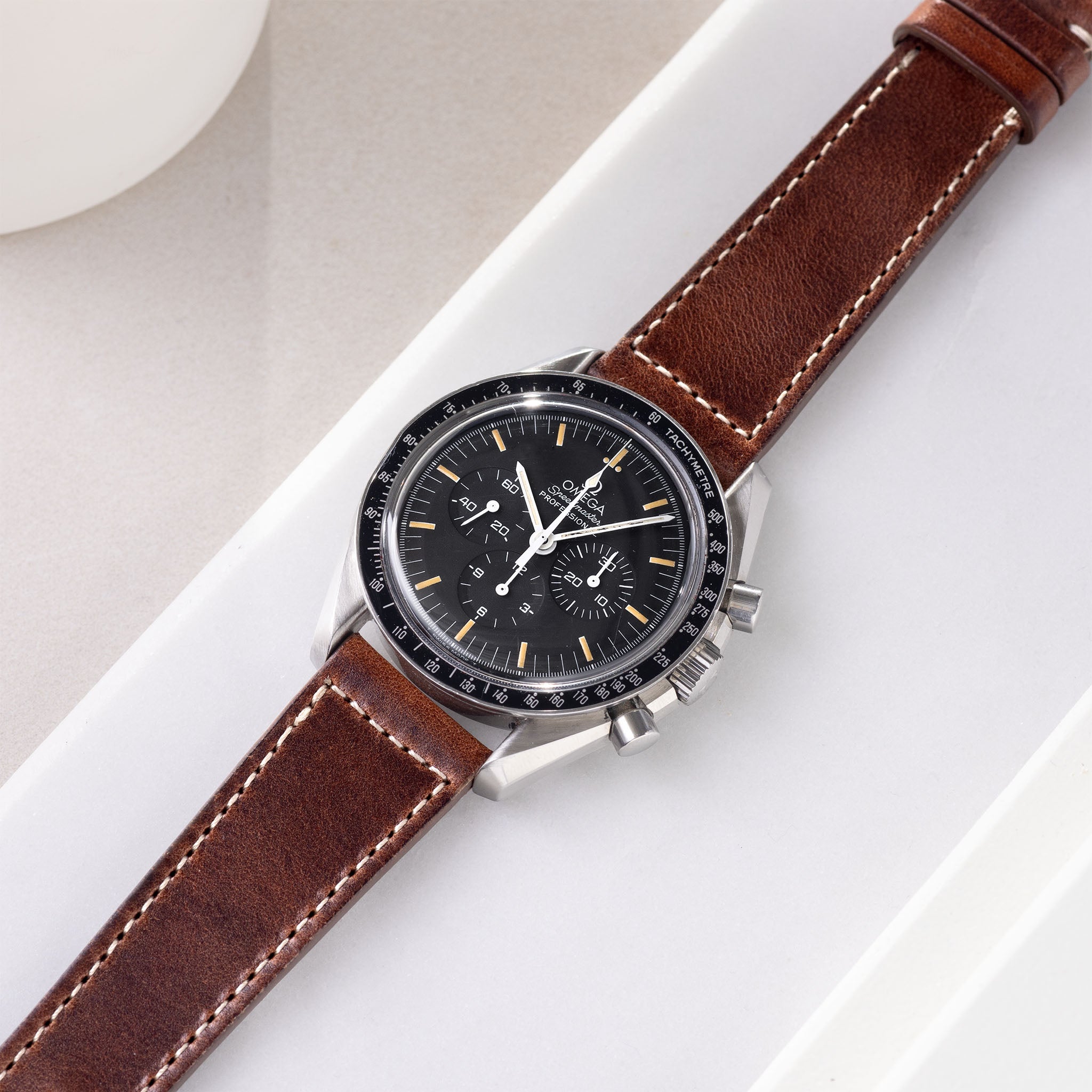 Horlogeband voor Omega Speedmaster Professional - Siena Brown Boxed Stitch