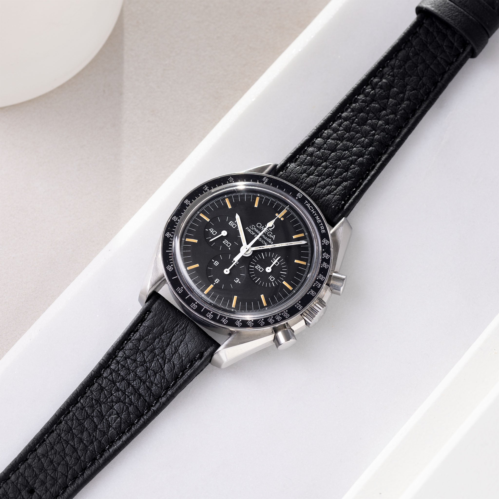 Horlogeband voor Omega Speedmaster Professional - Taurillon Black Leather