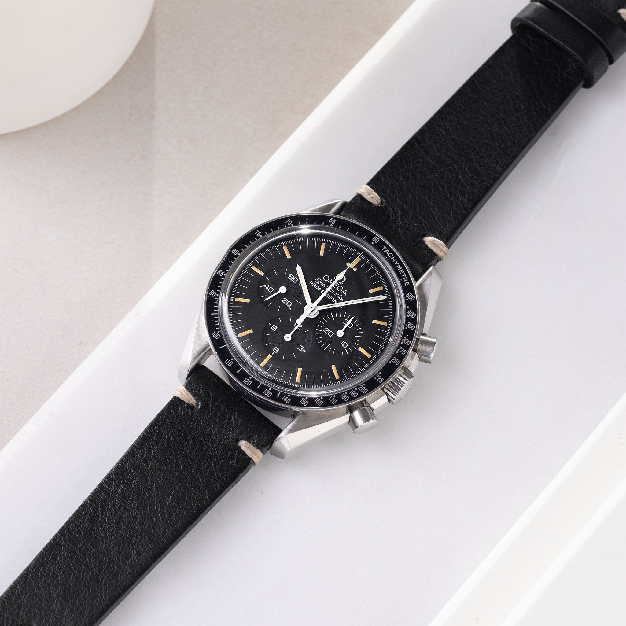 Horlogeband voor Omega Speedmaster Professional - Vintage Black Leather