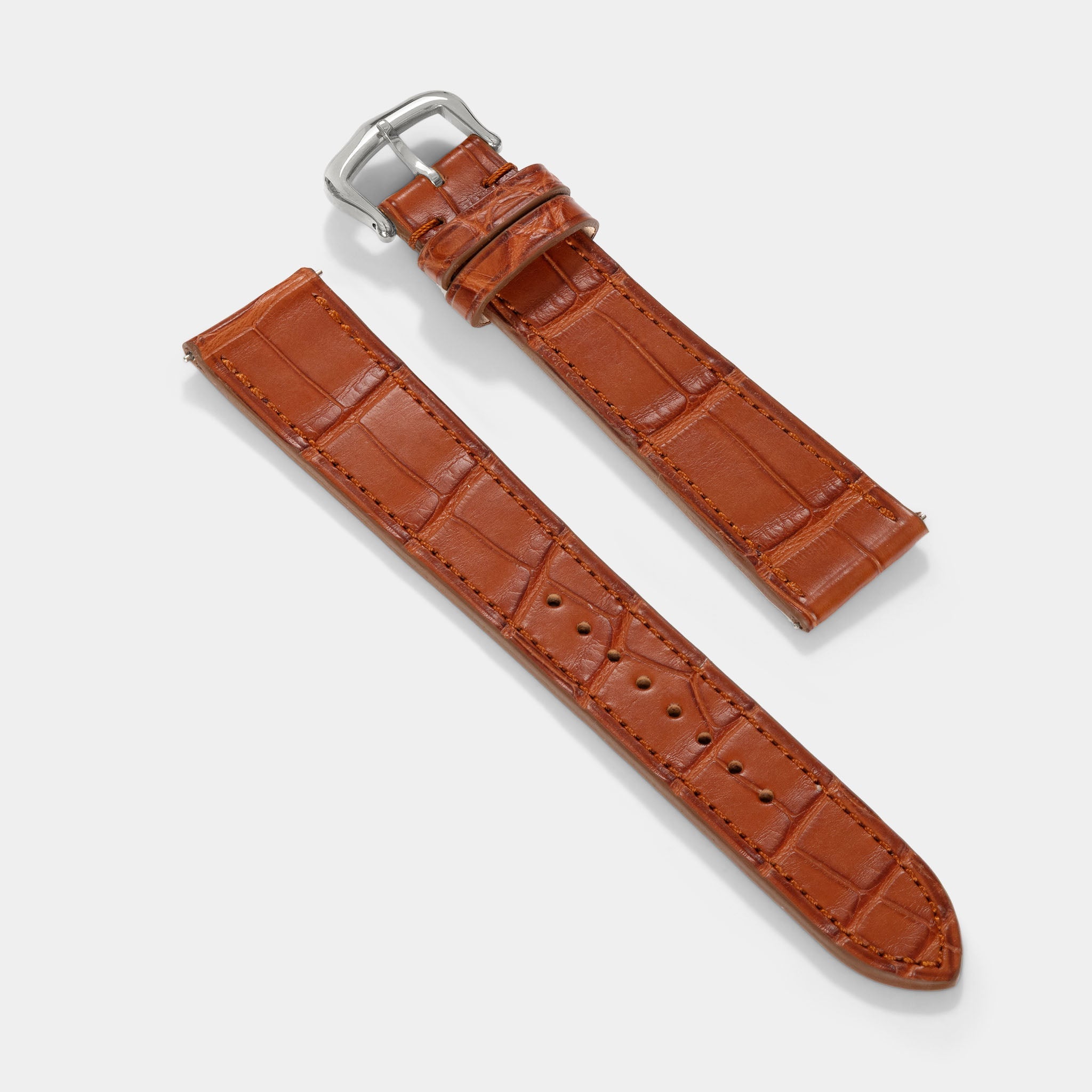 Horlogeband voor Cartier Tank Must (2021-2024) - The Cognac Alligator Full Cut