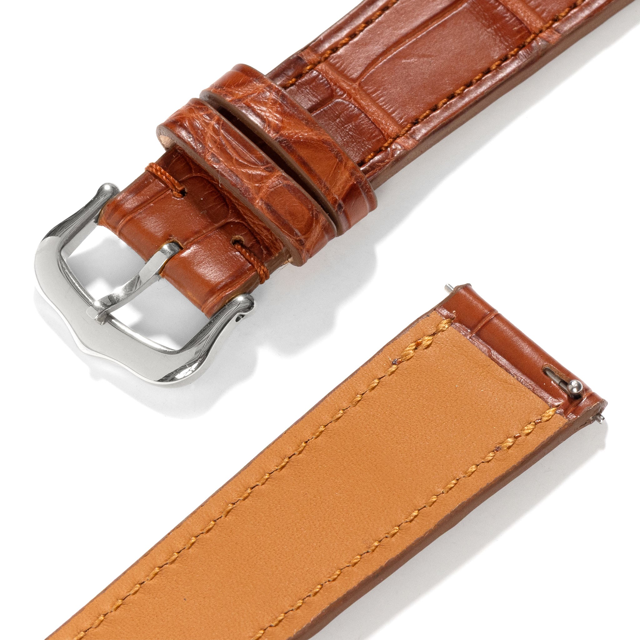 Horlogeband voor Cartier Tank Must (2021-2024) - The Cognac Alligator Full Cut