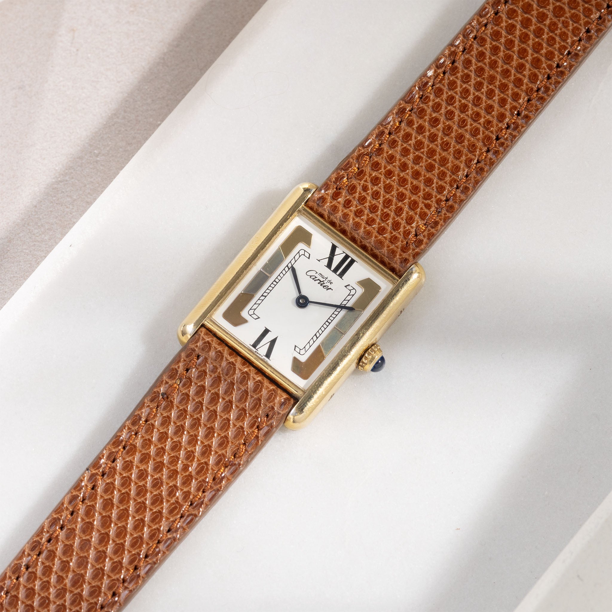 Horlogeband voor Cartier 17.5mm - The Cognac Brown Lizard