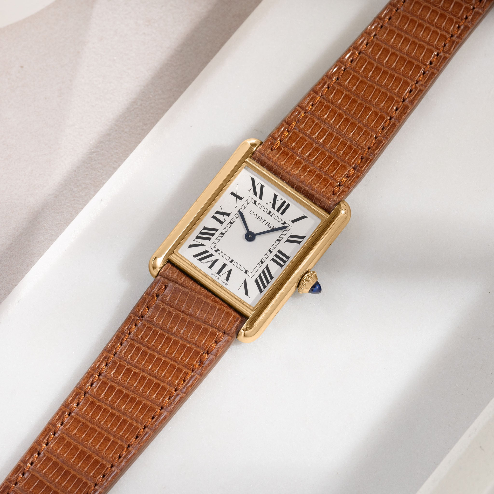 Horlogeband voor Cartier Tank Louis (2021-2024) - The Cognac Brown Lizard