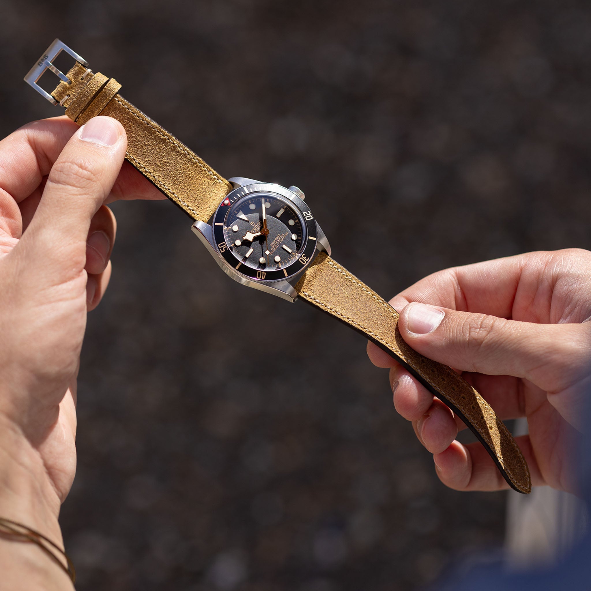 Waxed Nubuck Yellow Leather Watch Strap