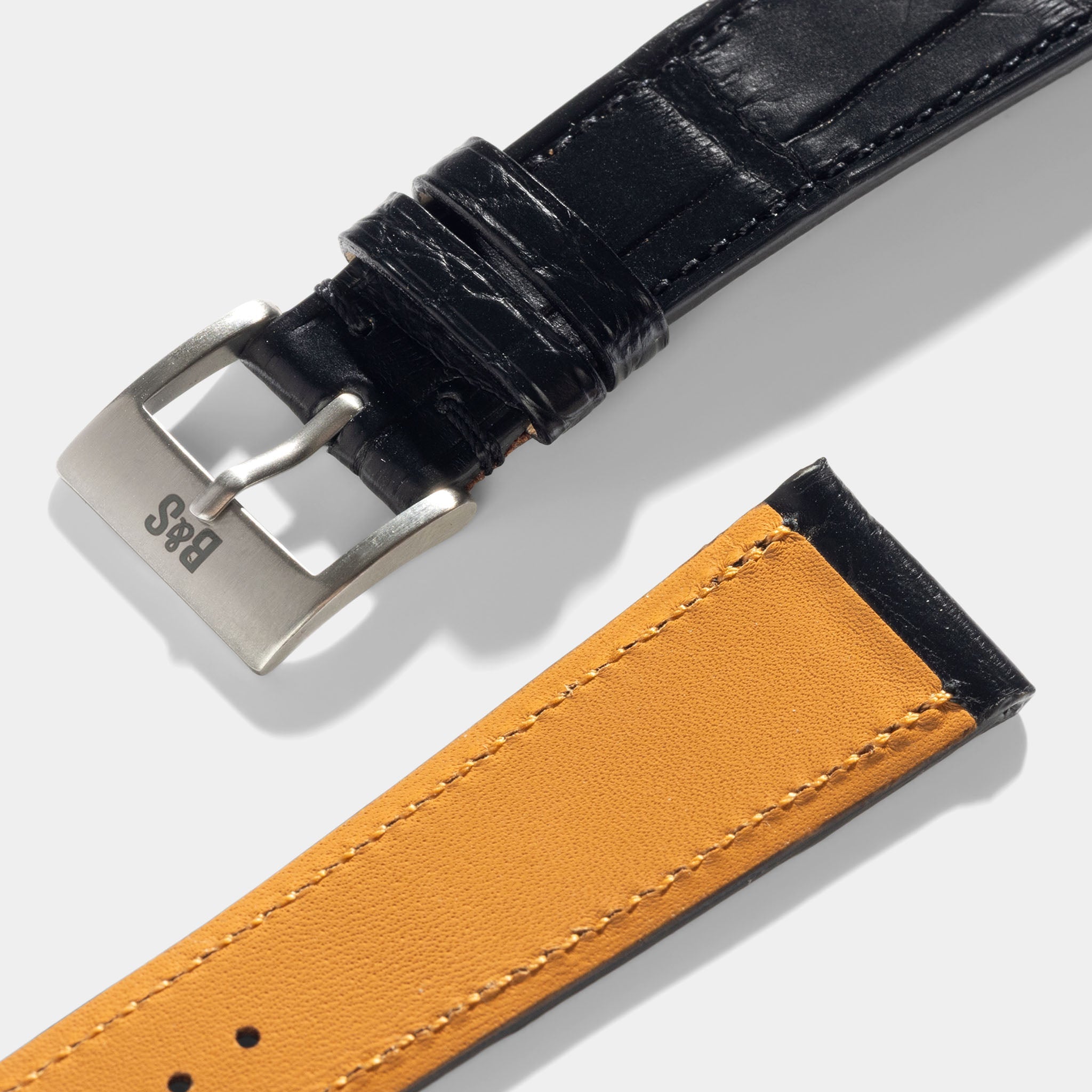 Premium Alligator Fullcut Black Watch Strap