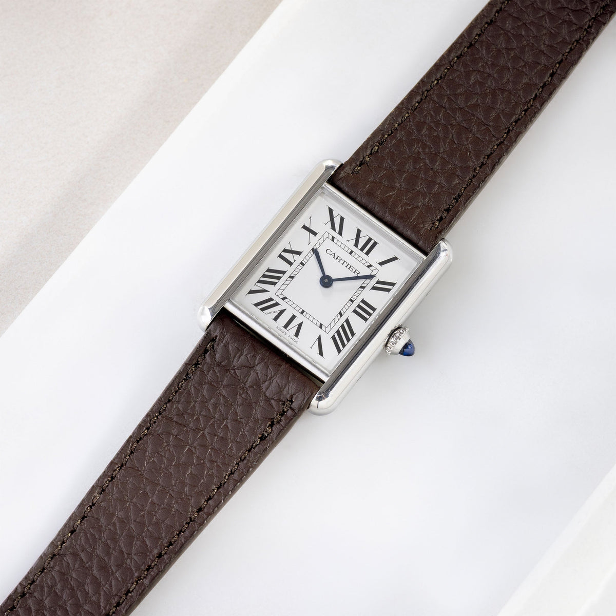 Strap for Cartier Tank Must (2021 - today) - The Grana Dark Brown