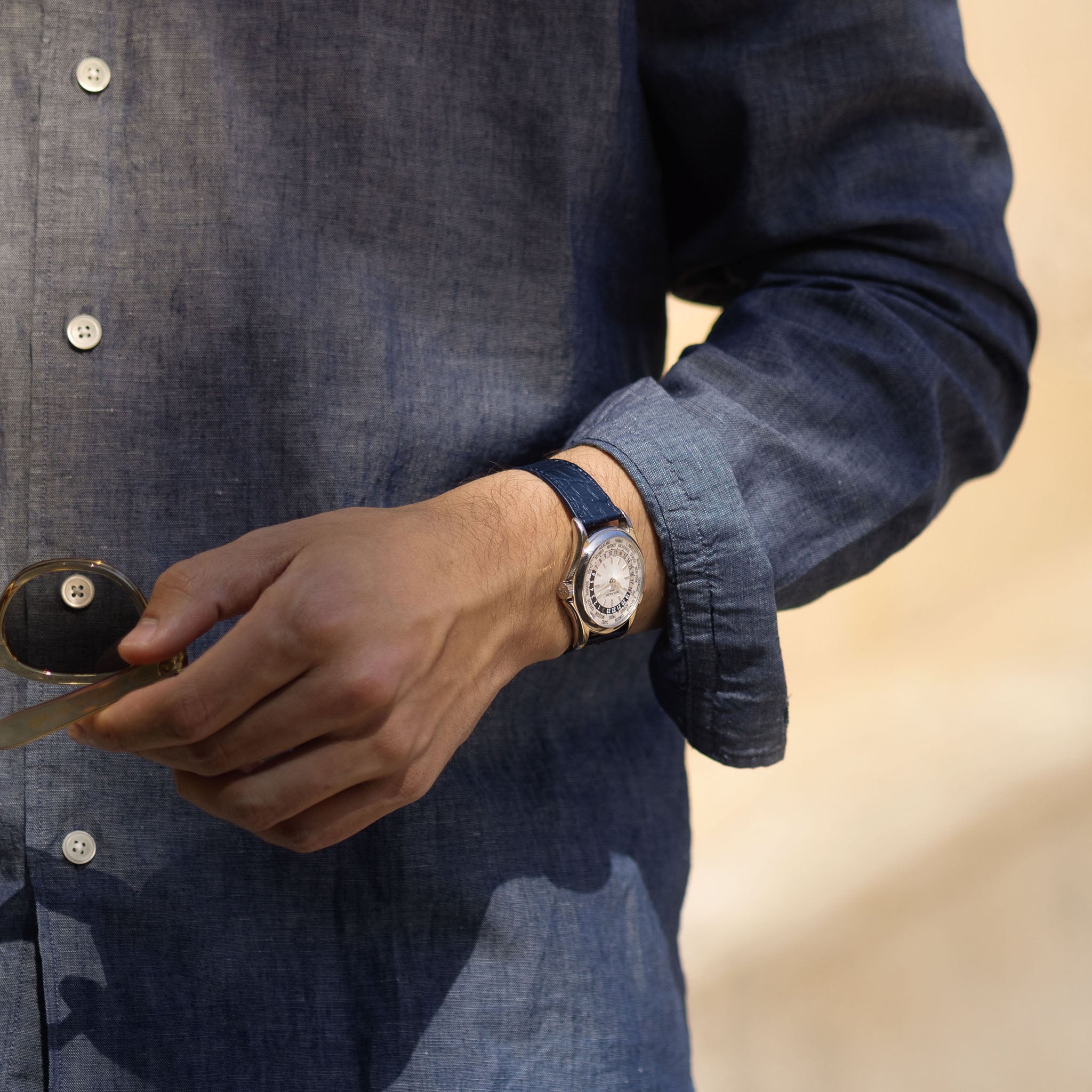 Blue Alligator Leather Watch Strap