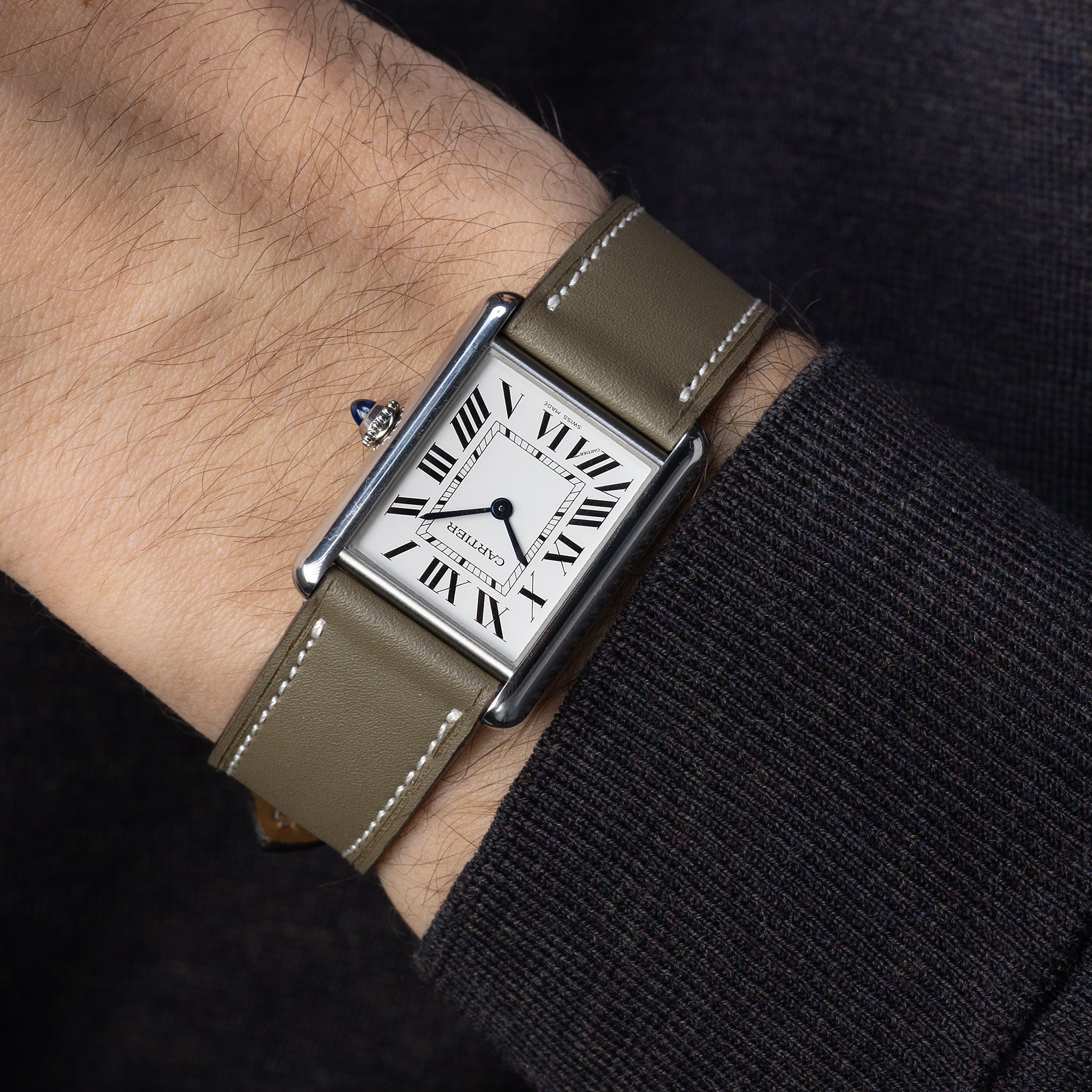 Olive Silk Calf Leather Watch Strap