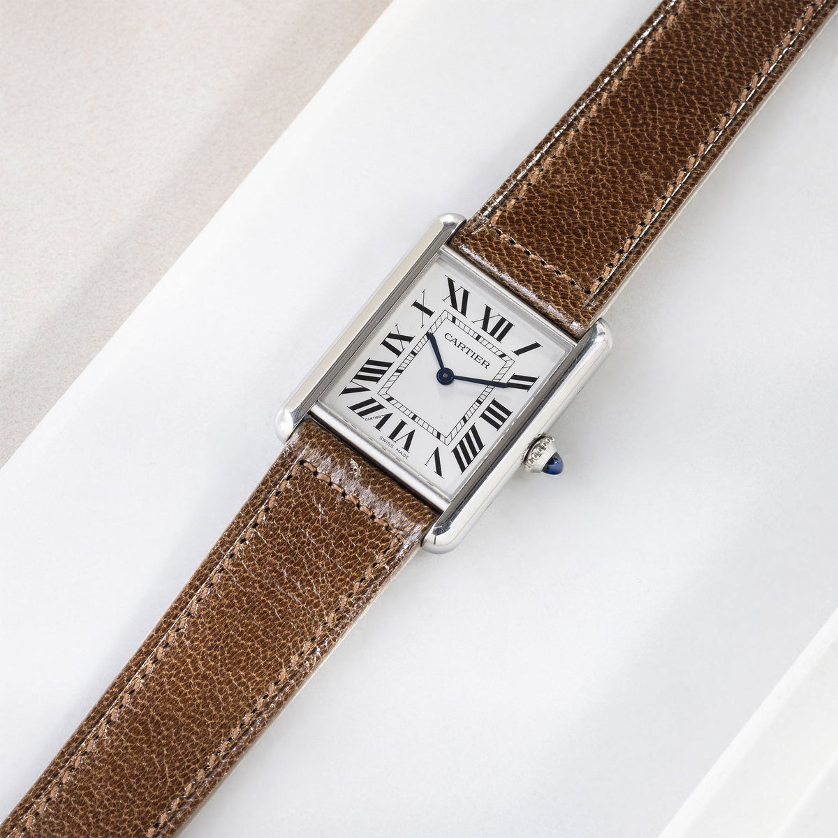Strap for Cartier Tank Must (2021 - Today) - Burnished Tobacco Brown Calfskin