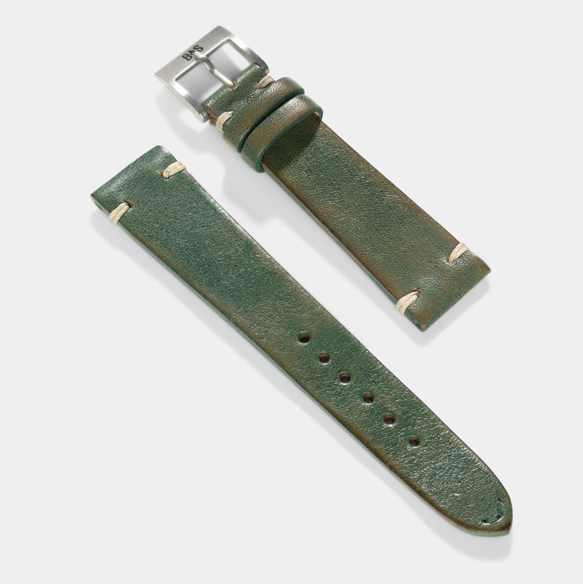 Vintage Green Leren Horlogeband