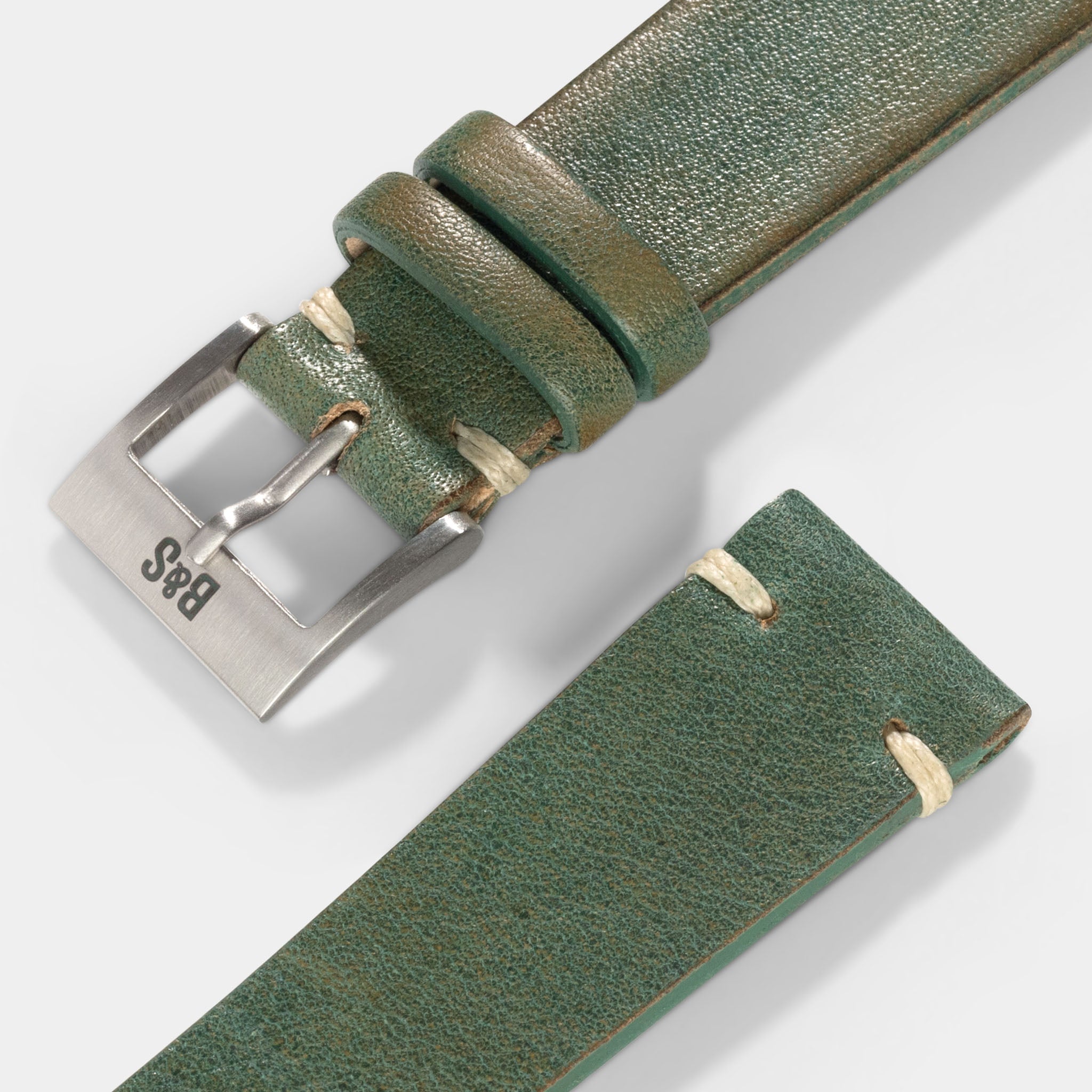 Vintage Green Leren Horlogeband