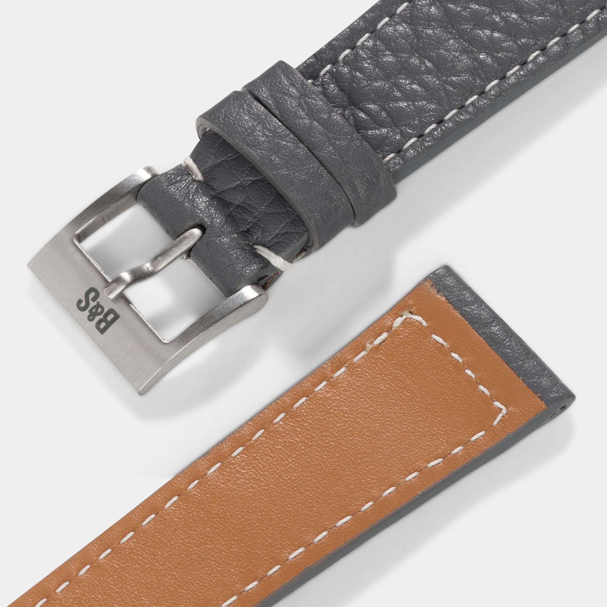 Elephant Grey Leather Watch Strap