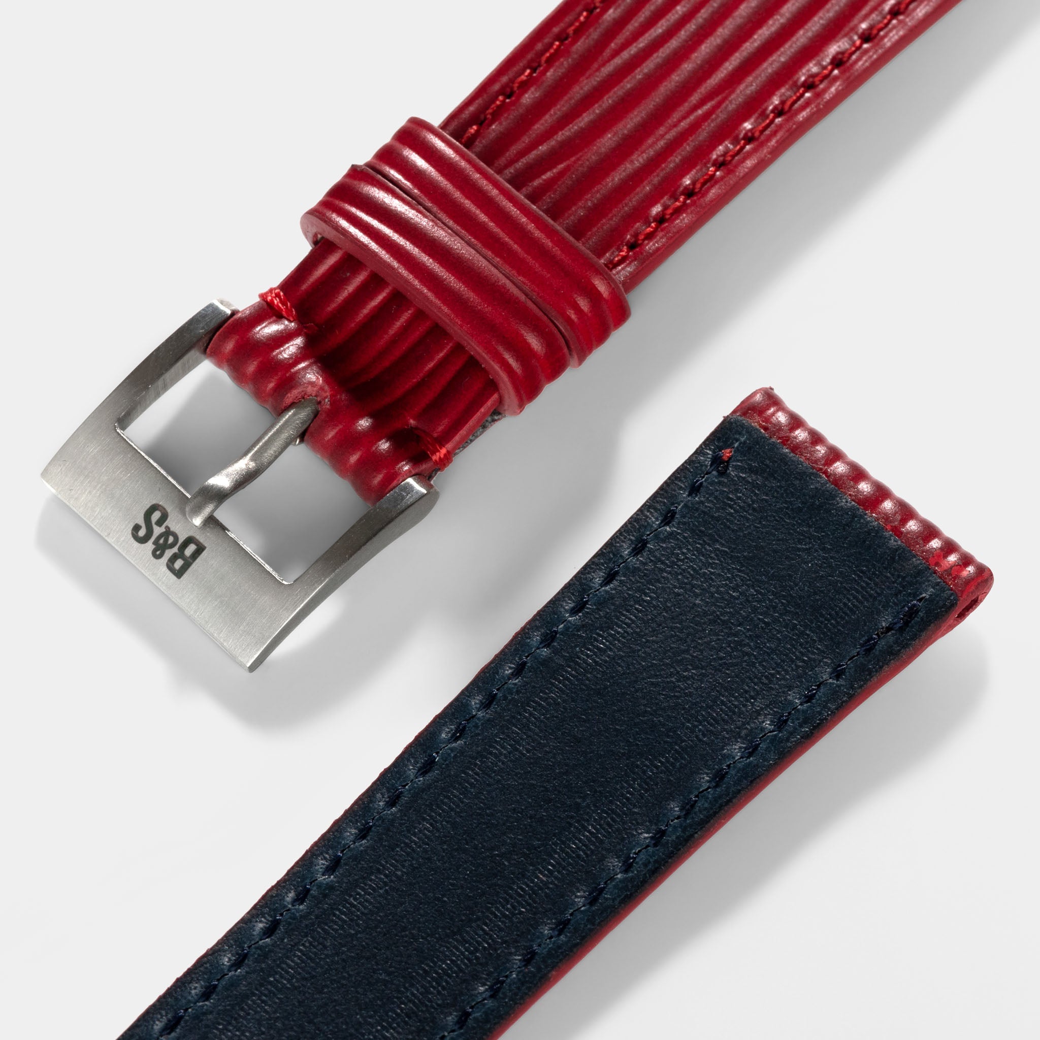 Cherry Boarded Leather Watch Strap