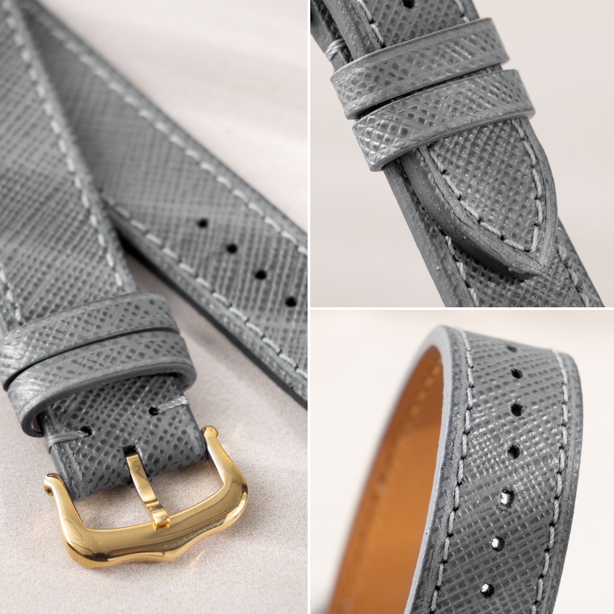 Strap for Cartier 17.5mm - Saffiano Grey Leather