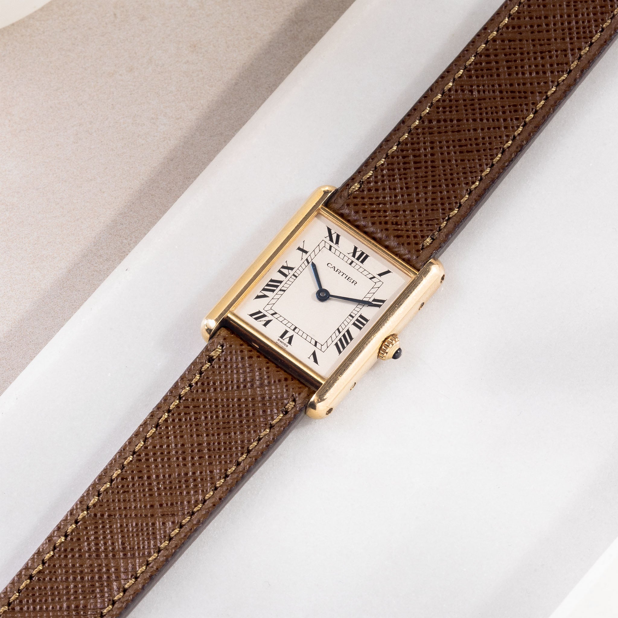 Strap for Cartier 17.5mm - Saffiano Brown Leather