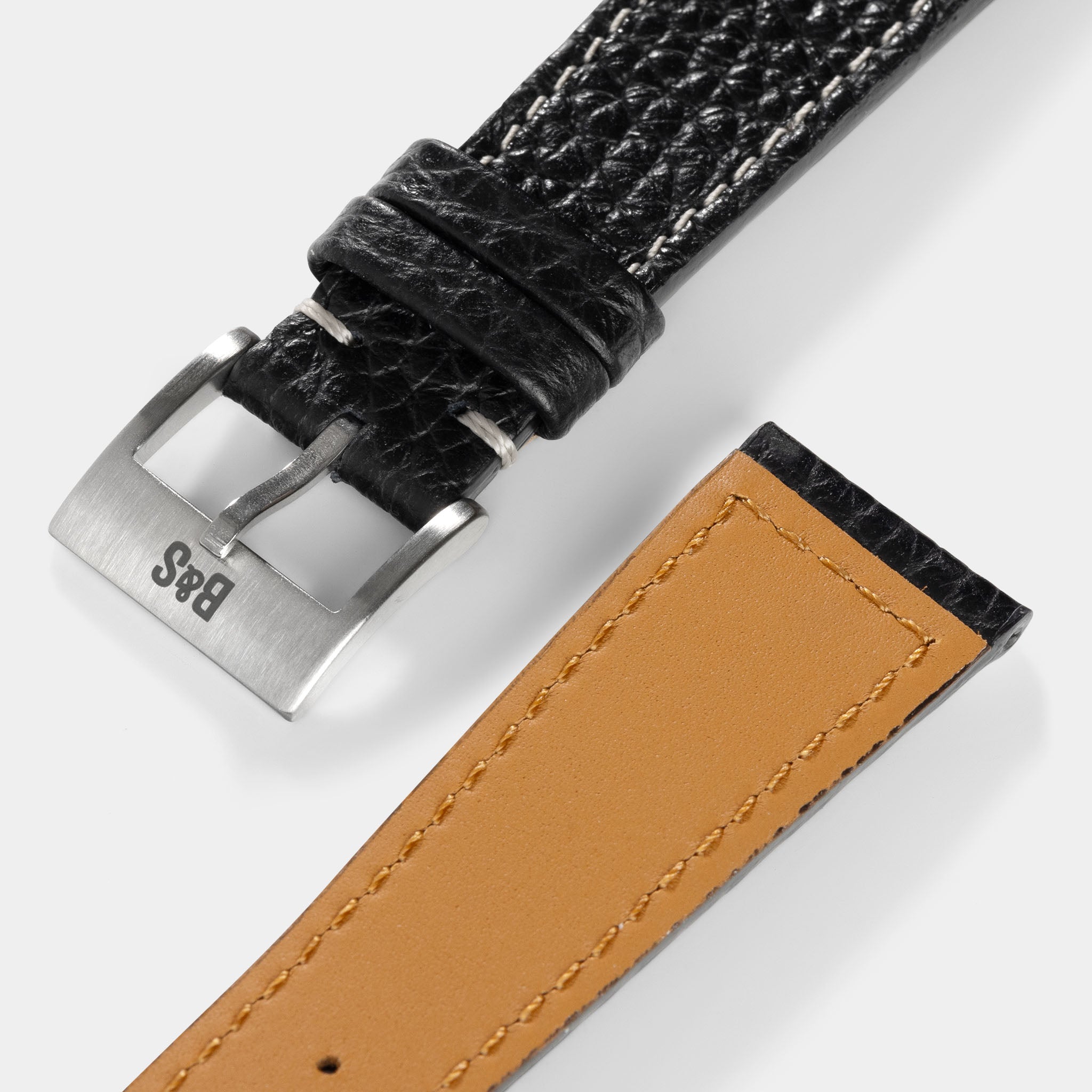 Grained Black Leather Watch Strap
