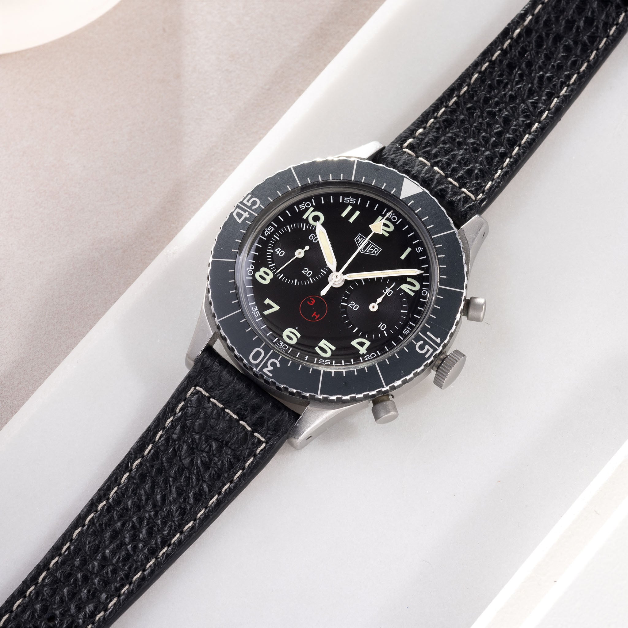 Grained Black Leather Watch Strap