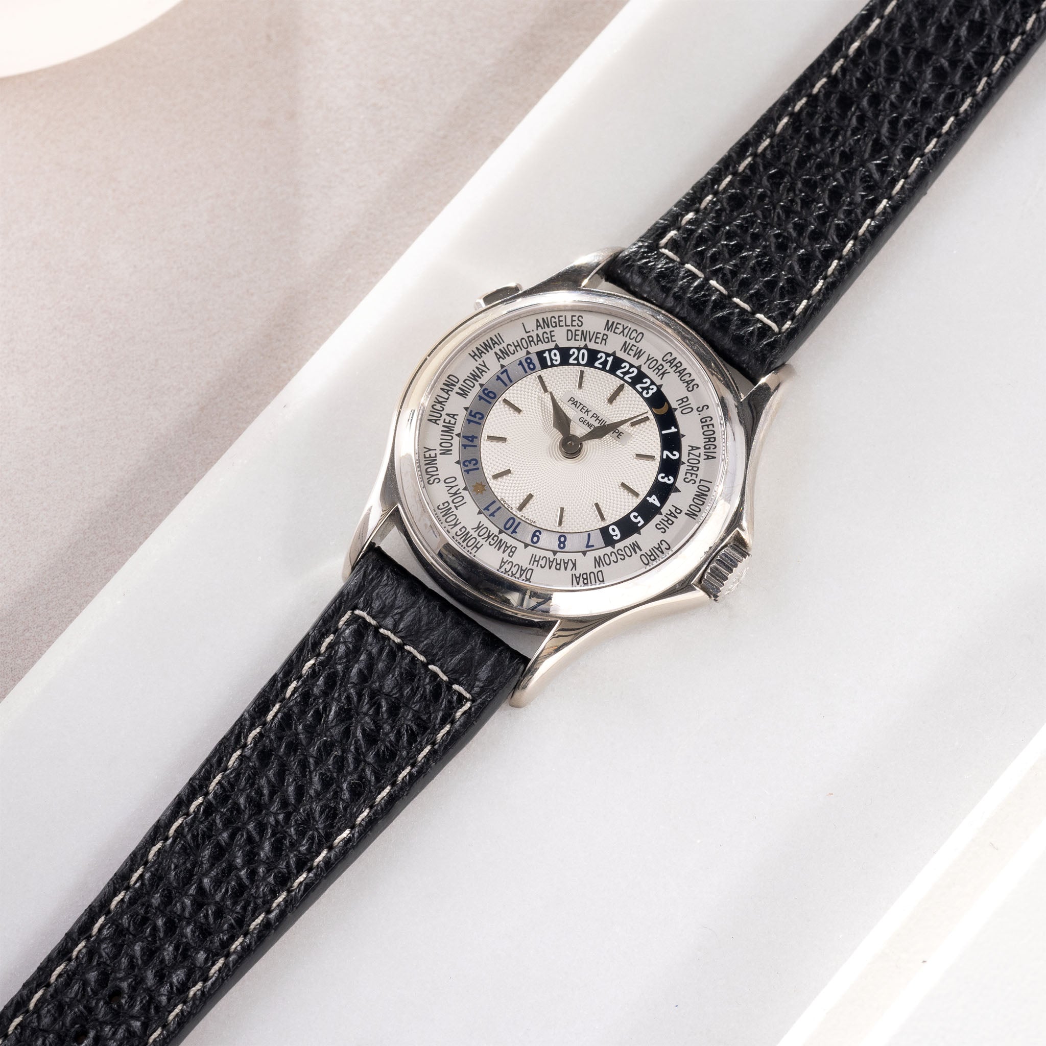 Grained Black Leather Watch Strap