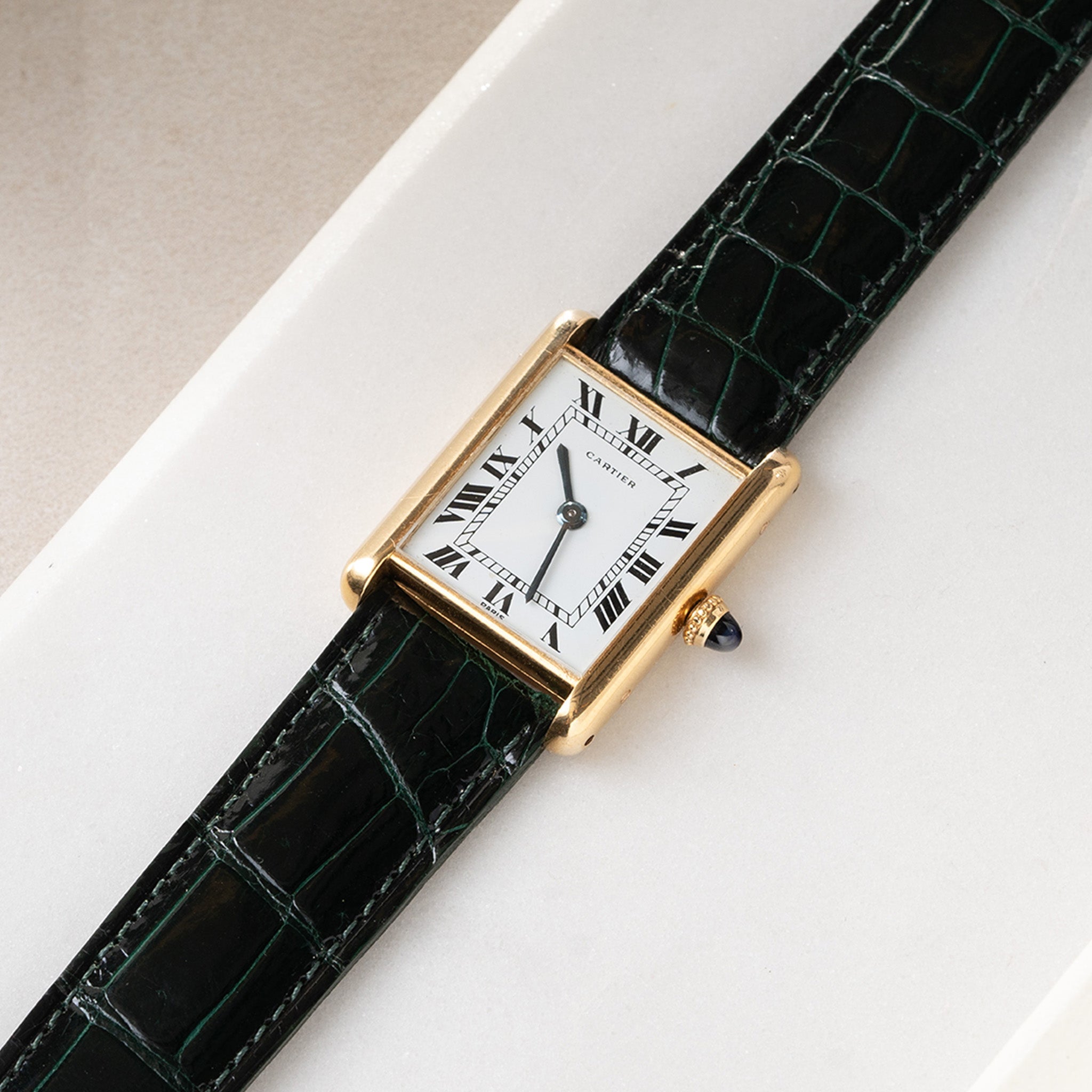 Horlogeband voor Cartier 17.5 mm - The Full Cut Green Alligator