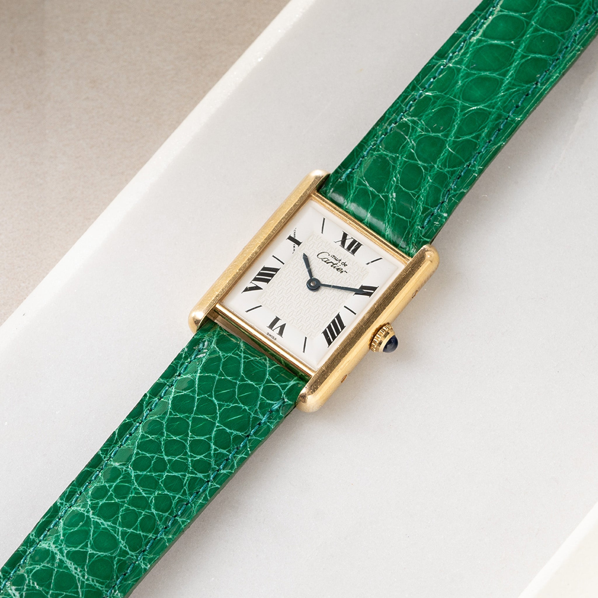 Horlogeband voor Cartier 17.5 mm - The Smaragd Green Alligator