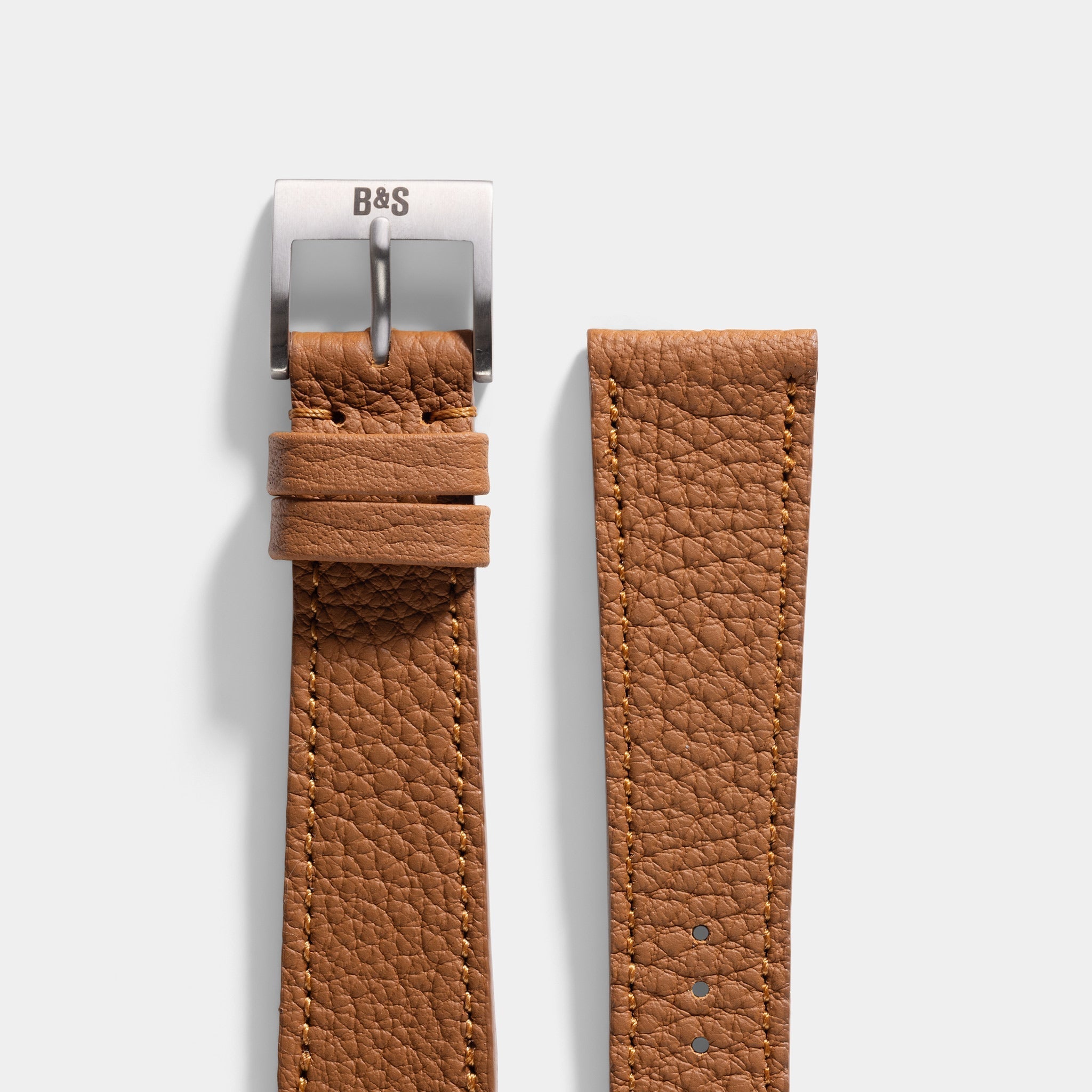 Togo Cognac Brown Tonal Leren Horlogeband