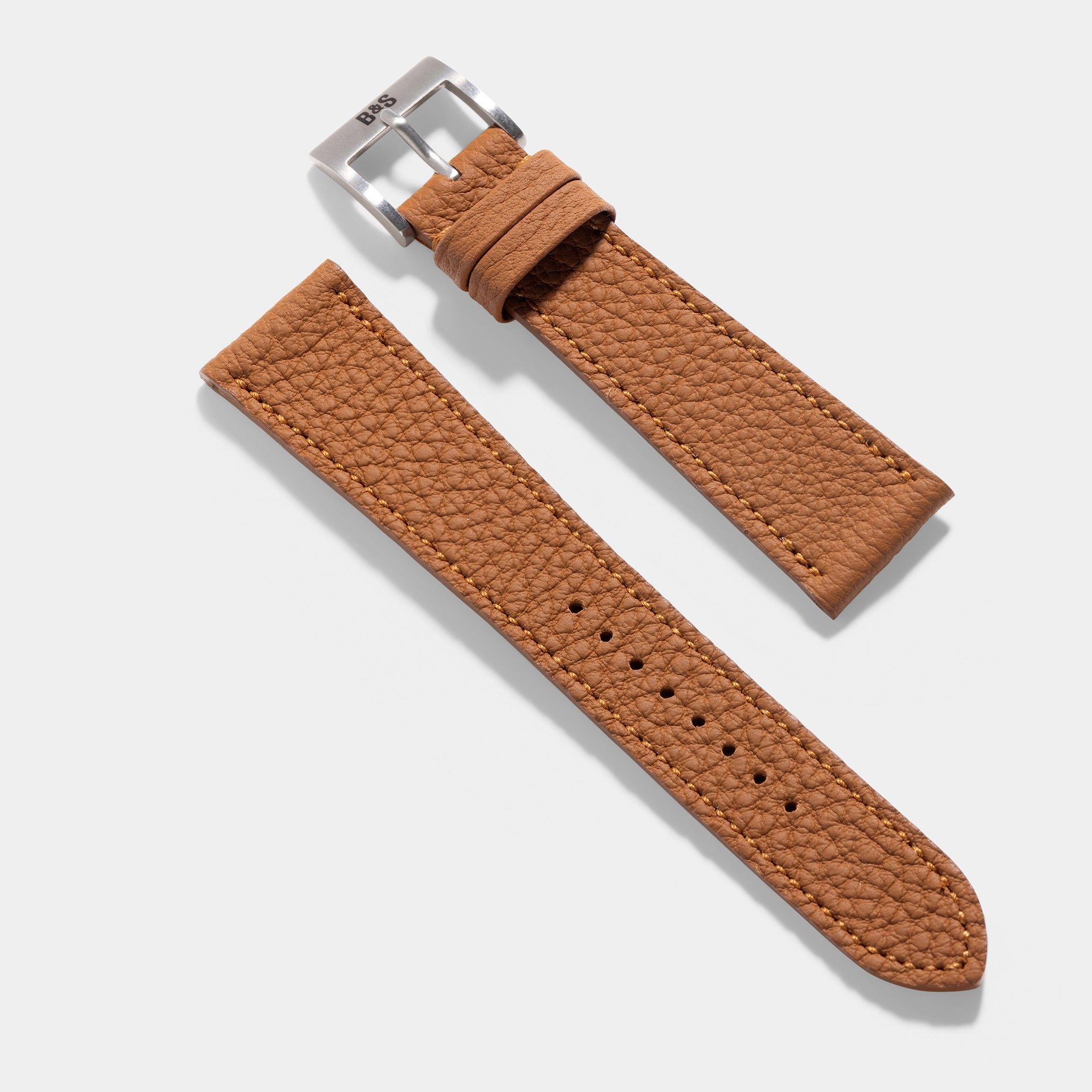 Togo Cognac Brown Tonal Leren Horlogeband